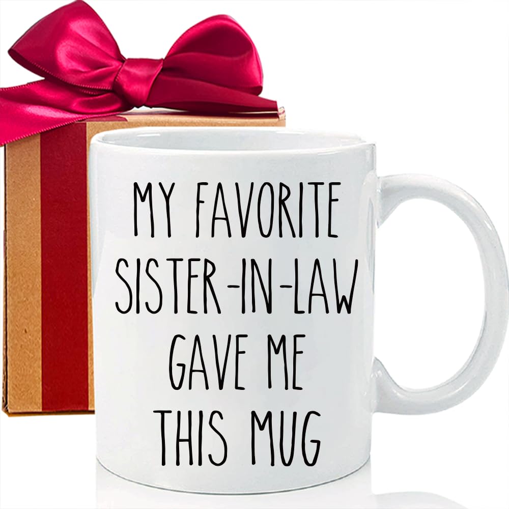 Taza de café divertida, con texto en inglés Thank You For Being My Sister-in-law, taza divertida para la familia, taza de la mejor cuñada, taza de cumpleaños de Navidad, ideas de