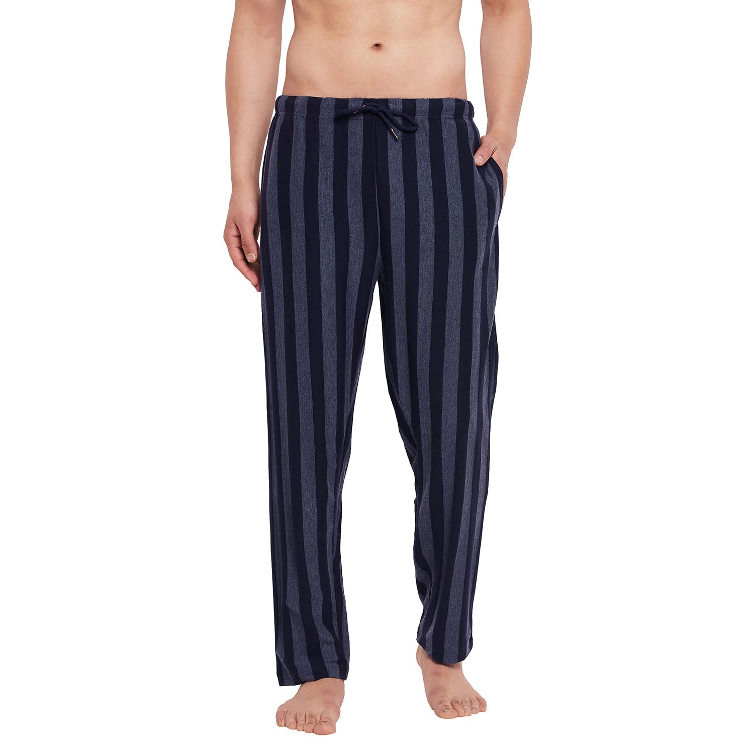 hypernation Blue and Grey Stripe Cotton Blend Men's Pajama(HYPM03514)-picture-35