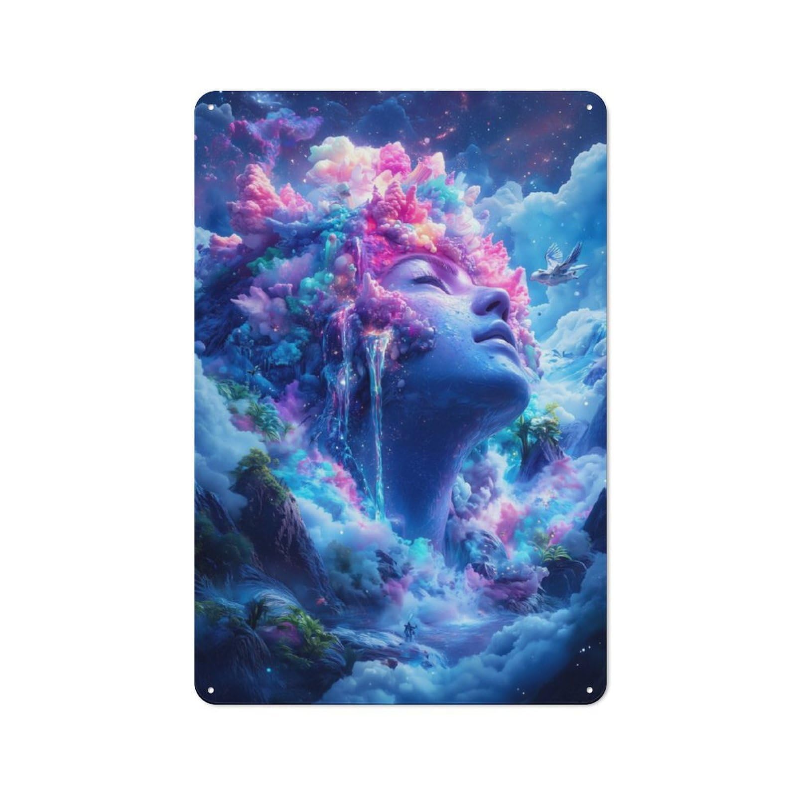 Junmoney Dreamy Cloud Woman Metal Plaque 30X20cm With For Pub Or Café, Rustic Decor, For Garage, Workshop And Man Cave Decoration