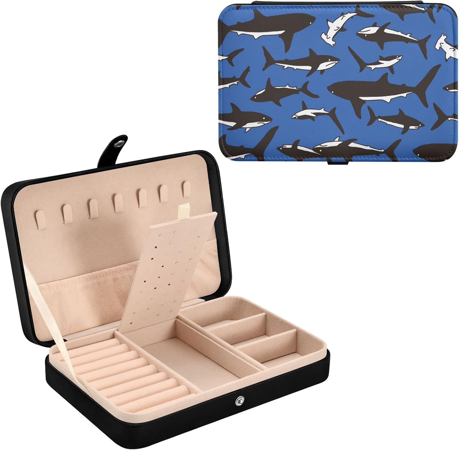Animal Shark Jewelry Box for Women Girls, PU Leather Jewelry Travel Organizer, Portable Small Jewelry Case, Personalized Jewelry Storage Holder for Ring Earrings Necklace Bracelet boxes