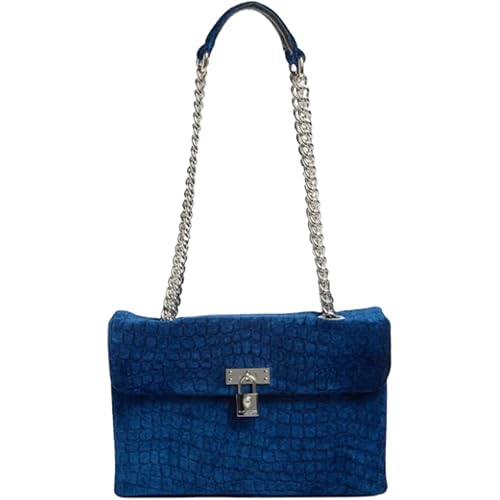 Kurt Geiger London Brixton Velvet Shoulder Bag, One Size, Navy