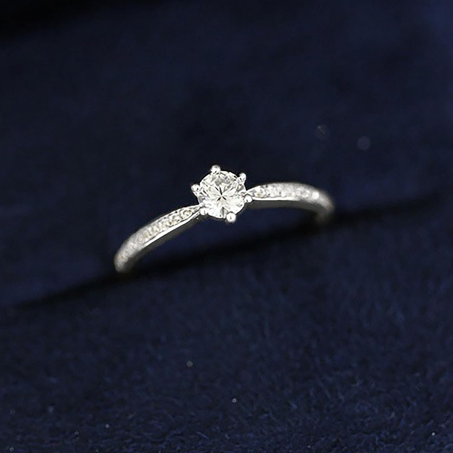 Round Cut Moissanite Ring for Women 925 Sterling Silver Cubic Zirconia Engagement Rings Solitaire Halo Promise Ring for Wife 14K Gold Plated Eternity Diamond Band Valentines Day Jewelry Gifts - Image 2