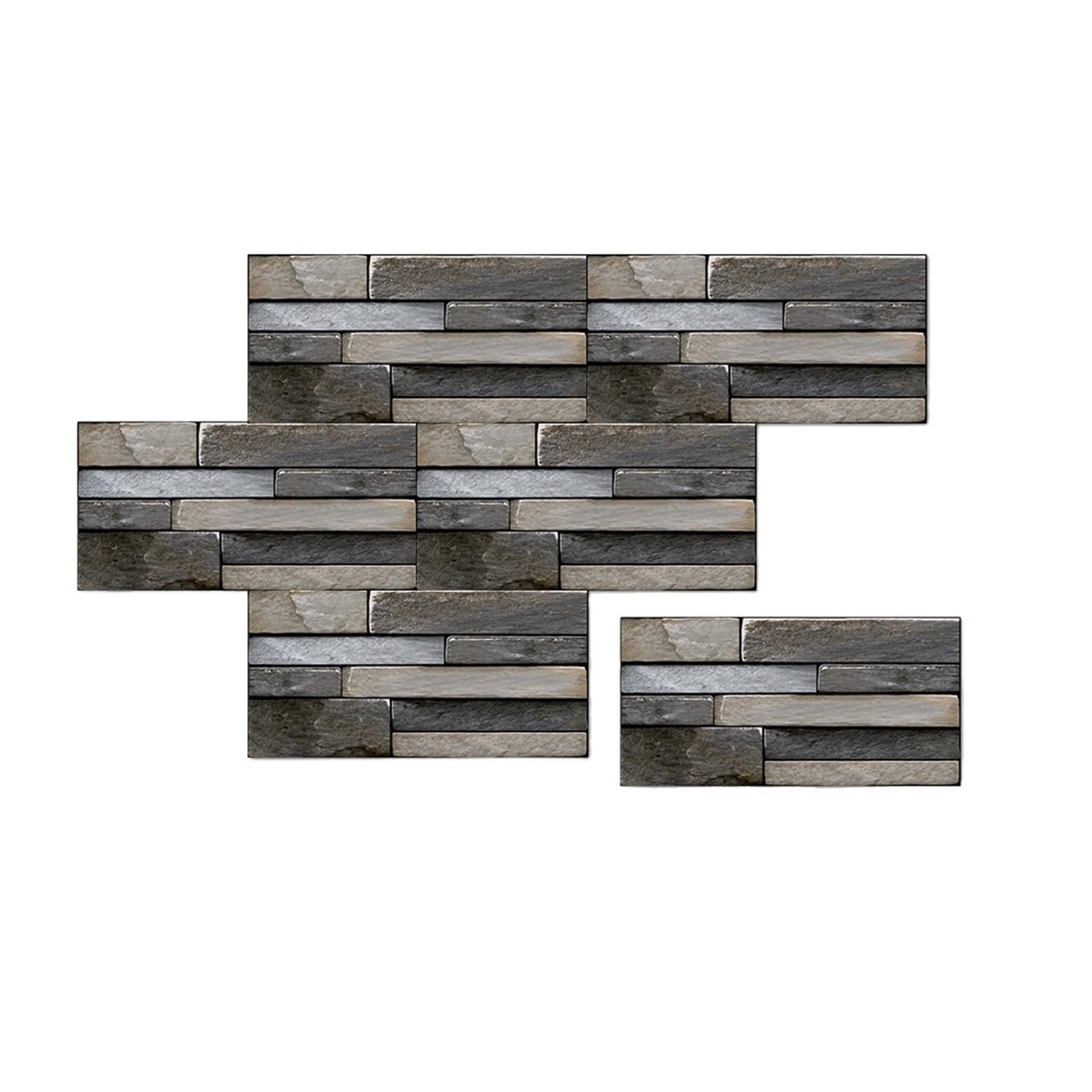 Stick On Tiles 6pc 3D Cobblestone Pattern Wall Stickers Self-Adhesive PVC Sticker Kitchen Bathroom Waterproof(4)