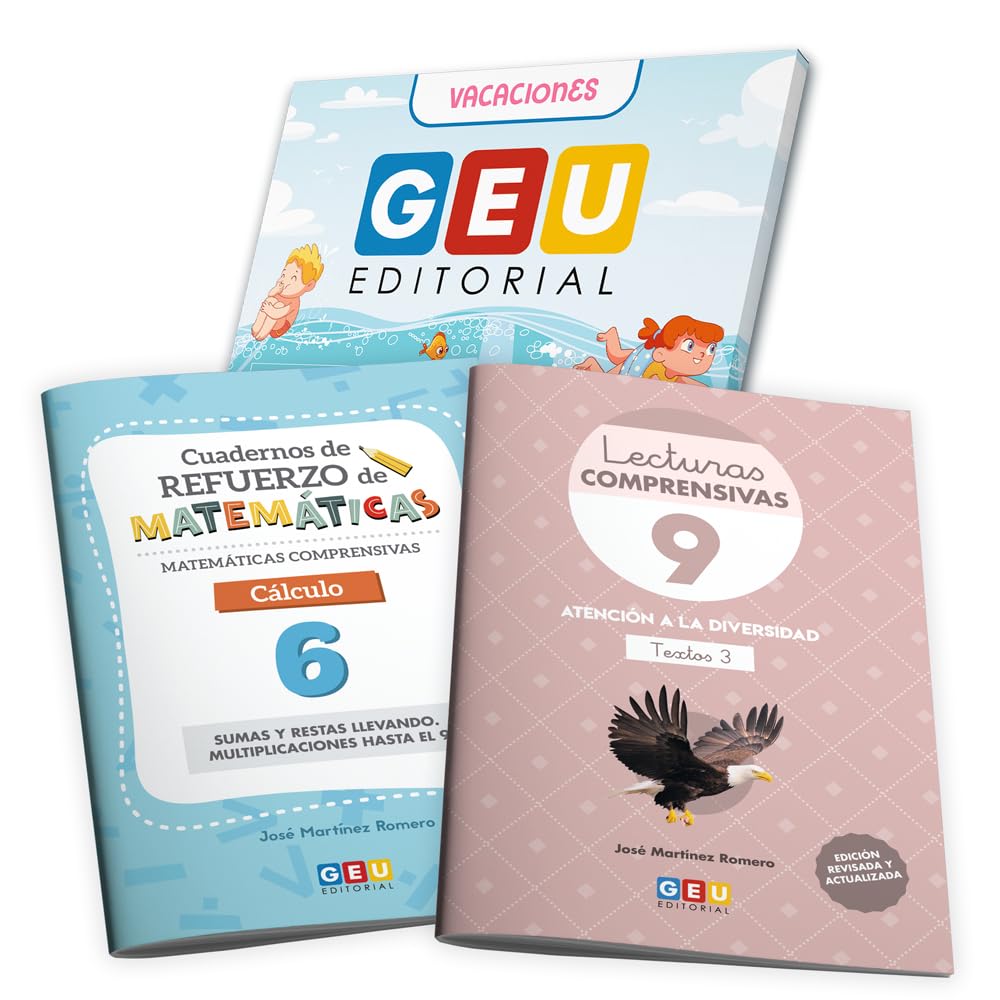 Cuaderno de Vacaciones 2 Primaria | Sumas y Restas con Llevadas 2 Primaria | Pack Problemas Matematicas 2 Primaria + Lecturas Comprensivas 2 Primaria | Lecturas Comprensivas 9 GEU + Cálculo 6