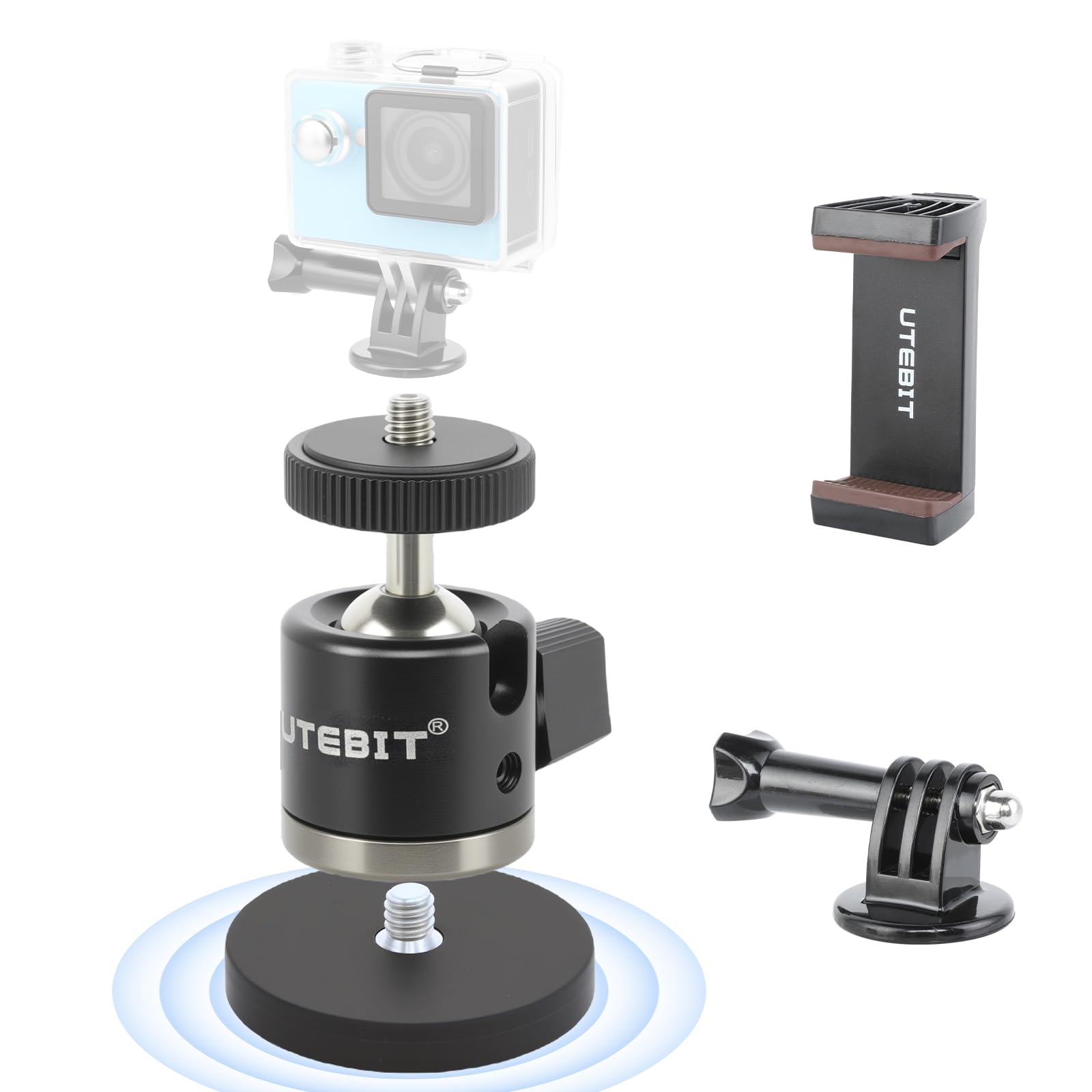 カメラ雲台I/O Port Racing Supplies カメラマウント Amazon | UTEBIT マグネット雲台 カメラ磁気スタンド 自由雲台 360度