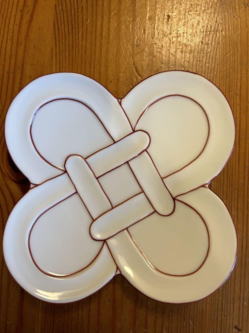 Amazon.co.jp: 結び皿（赤） 四つ葉結び 銘々皿4枚セット : ホーム