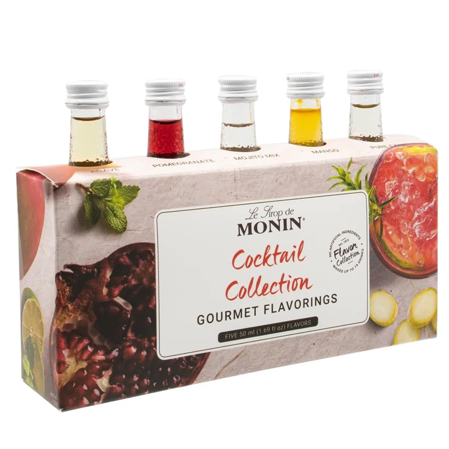 MONIN Premium Cocktail Syrup Gift Set 5x5cl, Passionfruit, Mint Duo