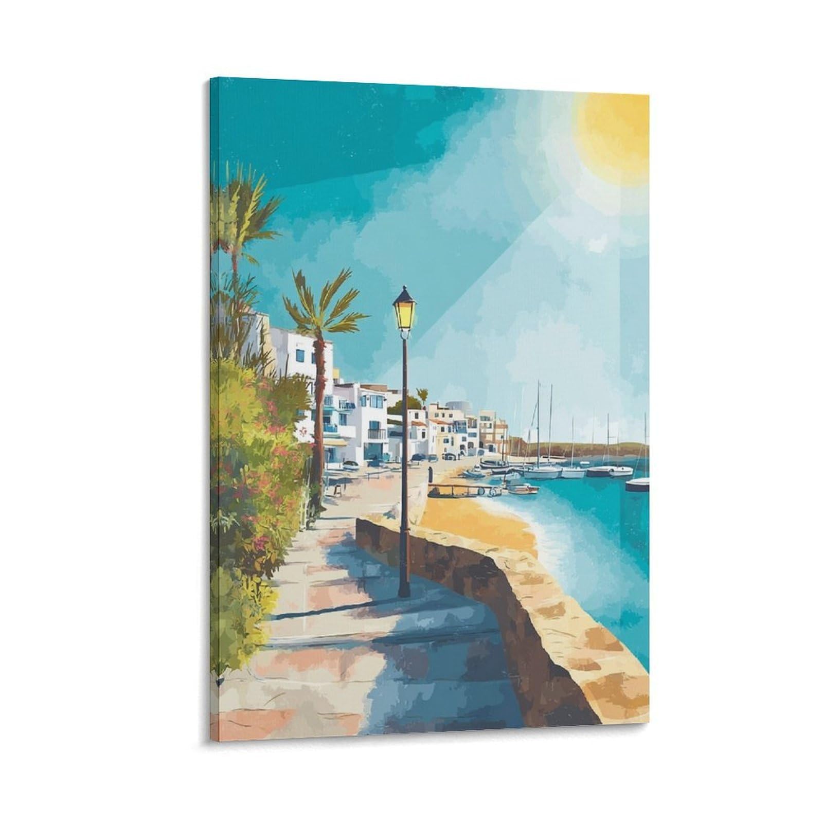 ZBBGGOZ Larnaca Posters 24x36inch(60x90cm) Vintage Watercolor Canvas Art