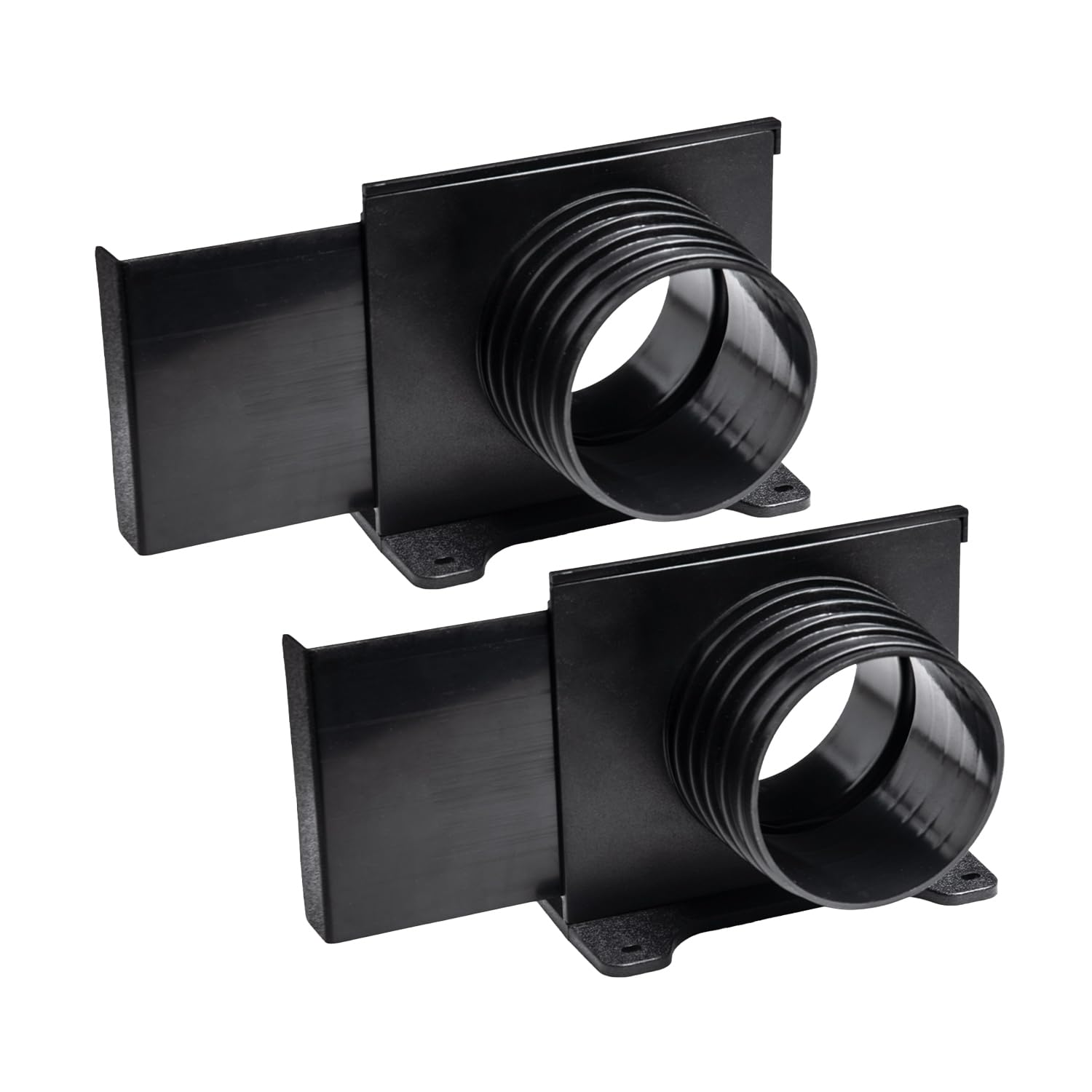 Powertec Black 70358-P2 4 Inch Wall Mounting Blast Gate With Bracket, Threaded Dust Collection Fitting - 2 Pack