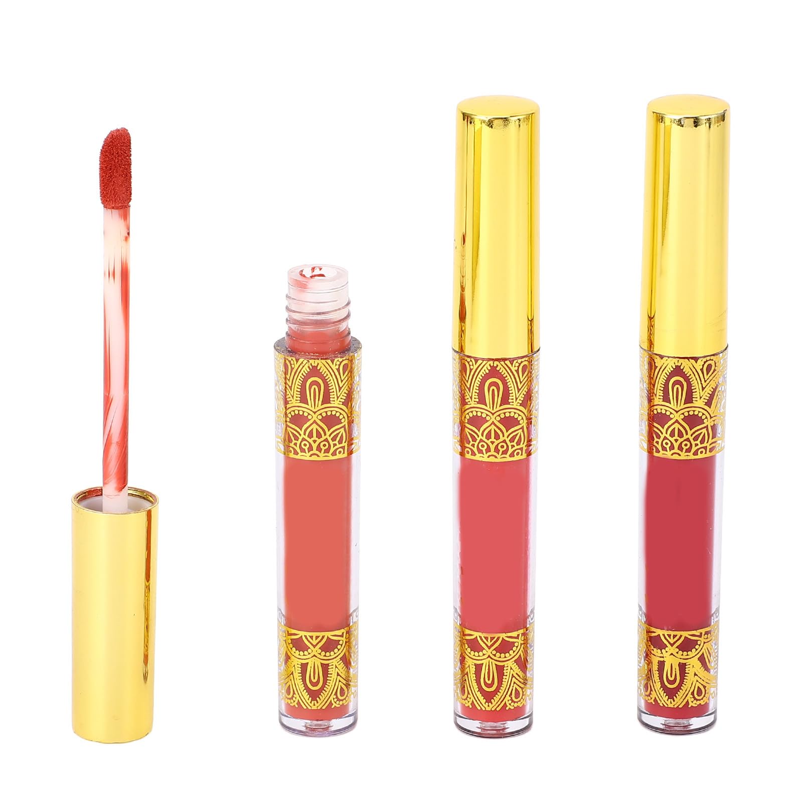 3pcs Lifter Gloss, Golden Lip Gloss, Lightweight Plumping Non Stick Lip Color Set, High Shine for Plumper Looking Lips for Daily Use, 2.5ml