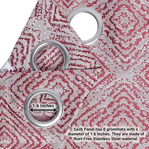 Image of Homestan Jacquard Woven Door Curtains 7 Feet Long Set of 2 with Stainless Steel Grommets for Home Decor (7 X 4 Feet, Maroon)