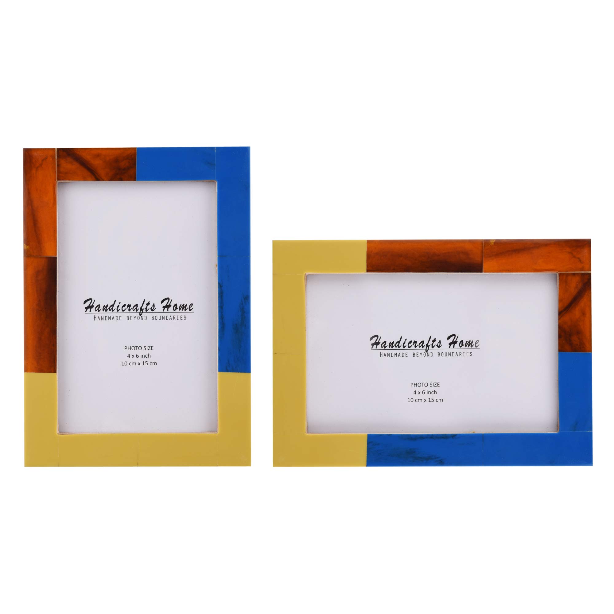 Handicrafts Home Colorful 4x6 Mondrian Photo Frame Set - 2 Pack, Trendy Home Accents, Perfect for Bohemian and Minimalist Décor, Vibrant Wall Art Display, Great for Unique Gifts and Home Styling!