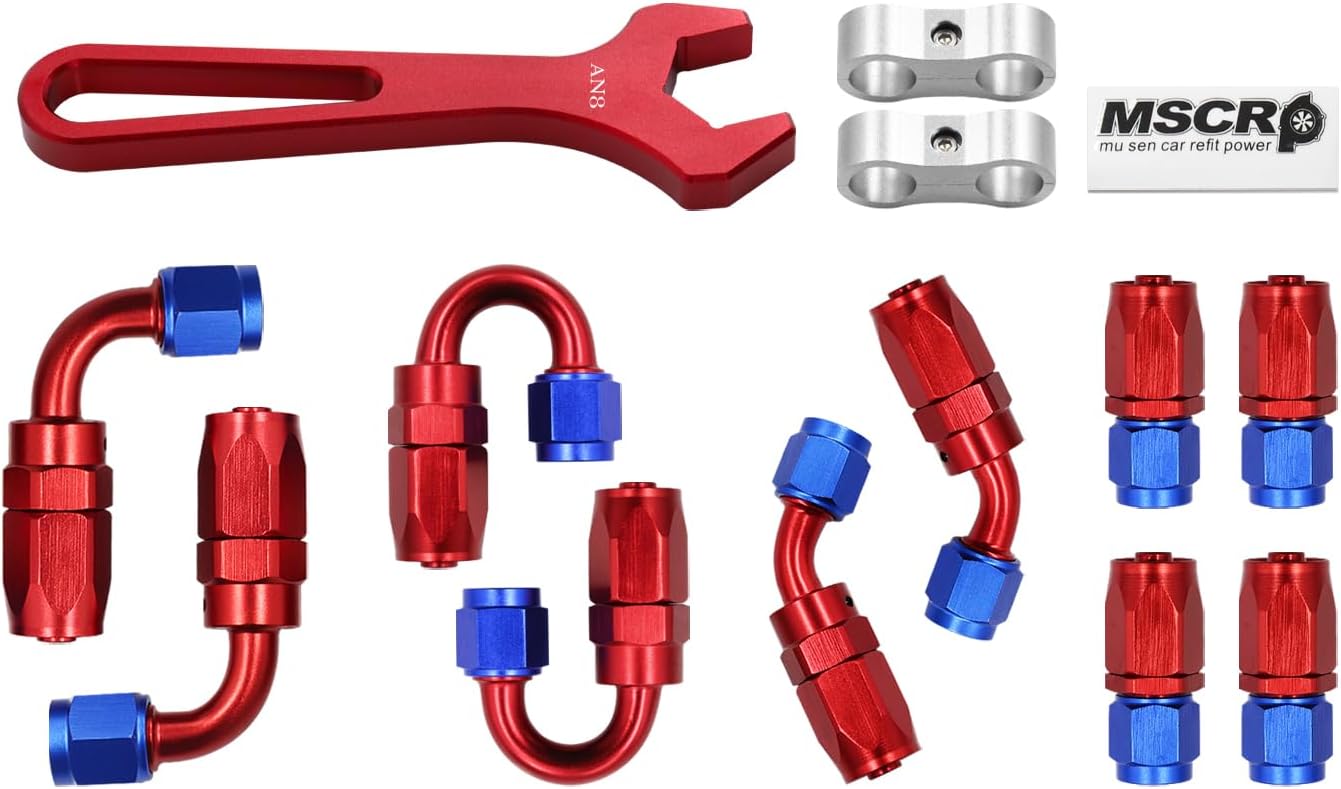 8AN 20FT Fuel Line Hose Kit with Fitting, Stainless Steel Braided 1/2" CPE Fuel Oil Hose- 11.12mm ID (AN8, Stainless Steel)