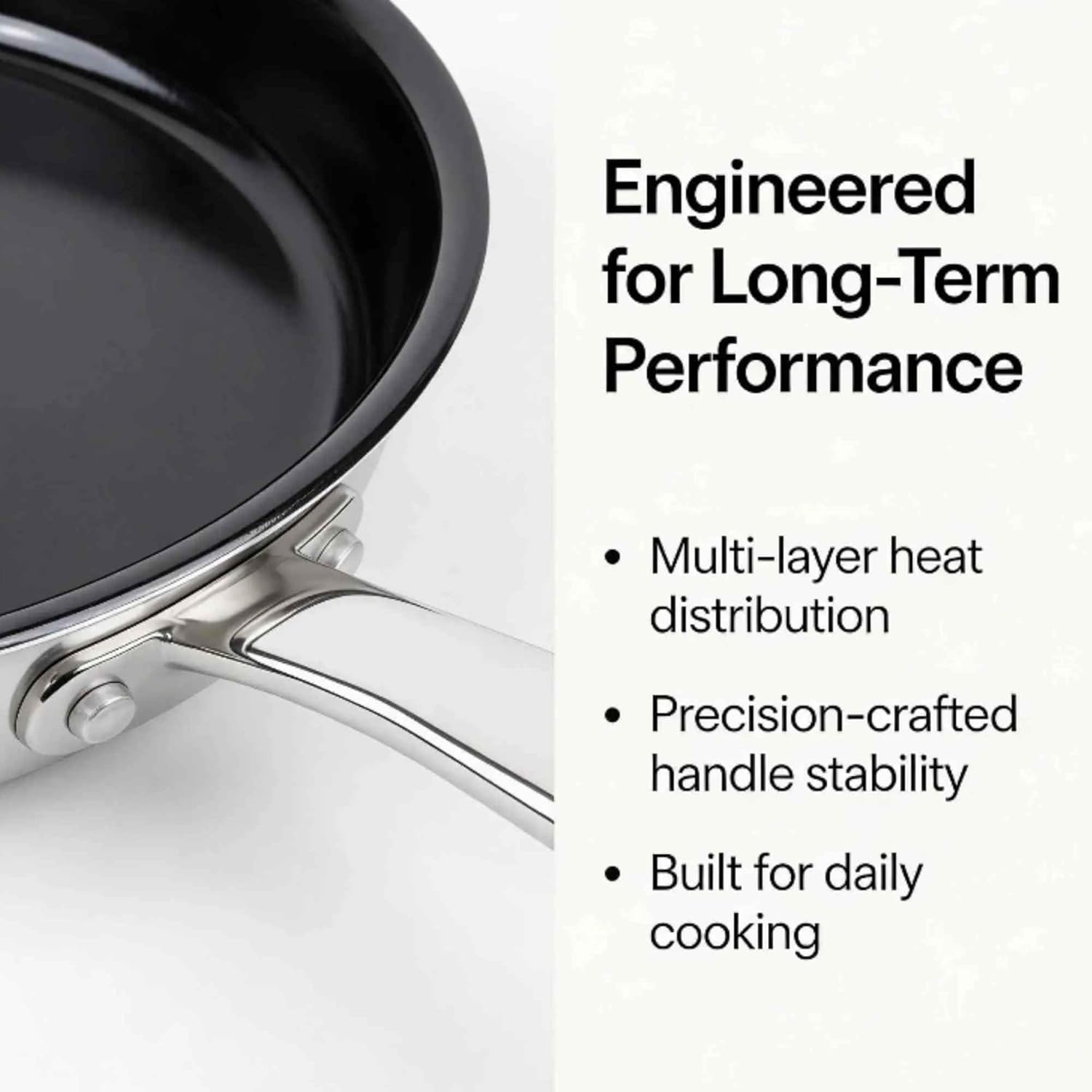 Alva Maestro 8 Inch Ceramic Nonstick Frying Pan | Stainless Steel Skillet | PFAS-Free, 5-Ply | Induction Compatible | Oven Safe to 400°F | Non Stick Frying Pan for Everyday Cooking