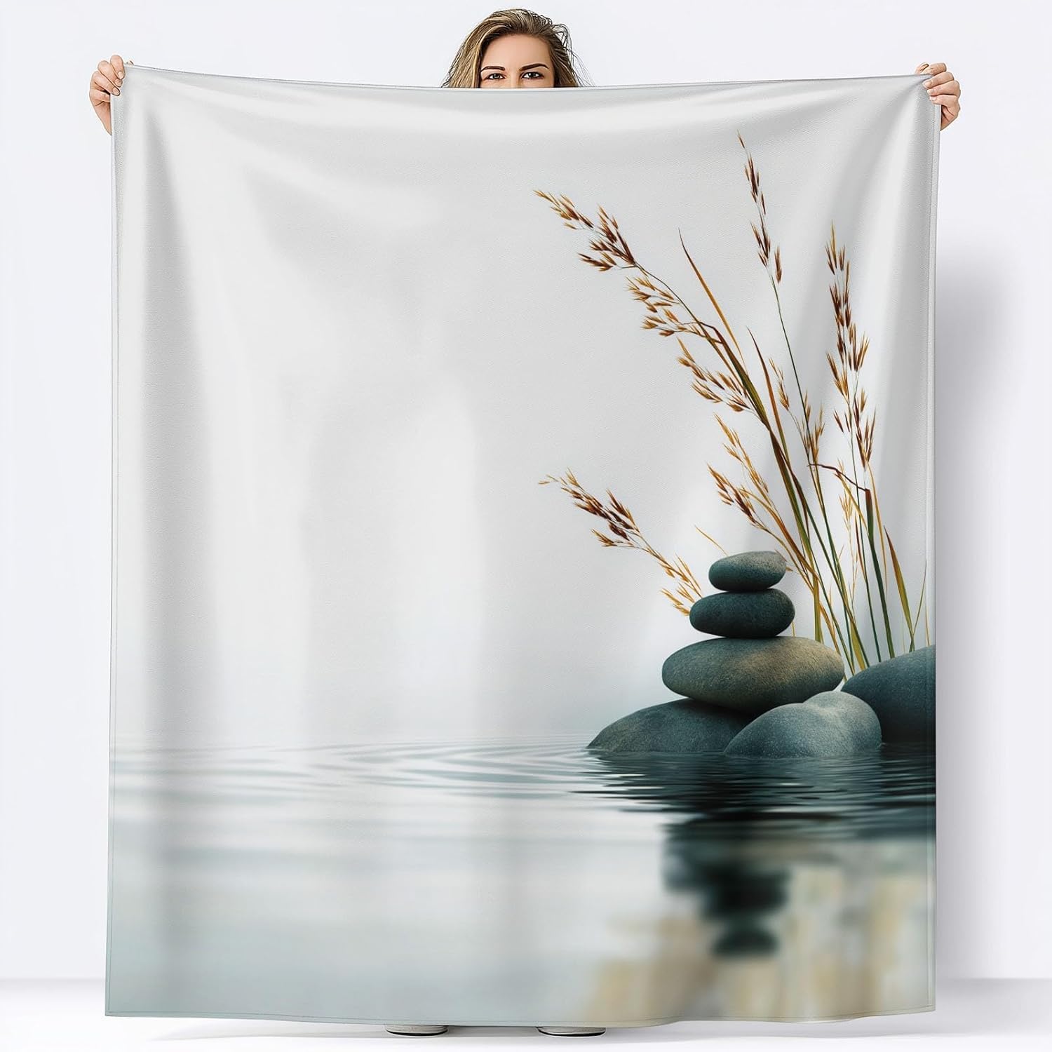 Manta Piedra 60x120 cm Manta Polar de Franela Blanca para Sofa y Cama, Mantas Ligeras, Caliente y Transpirable, Todas Las Estaciones a-1498