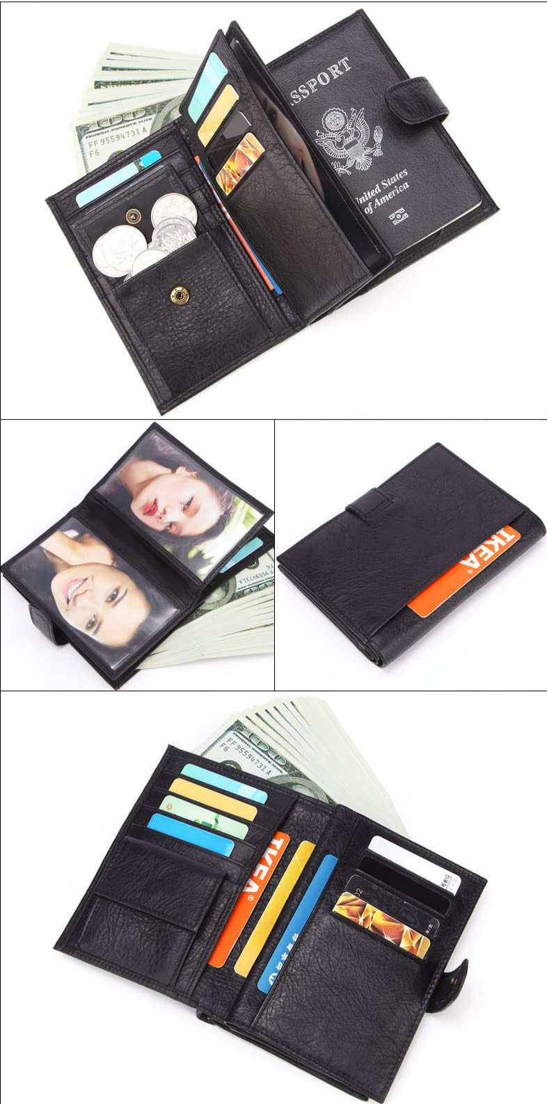 Portamonete da Donna, Porta Carte di Credito Portafoglio da Uomo Portafoglio in Pelle Moda Semplice Portafoglio Multi-Card Portamonete Portamonete (Color : Schwarz, Size : A)