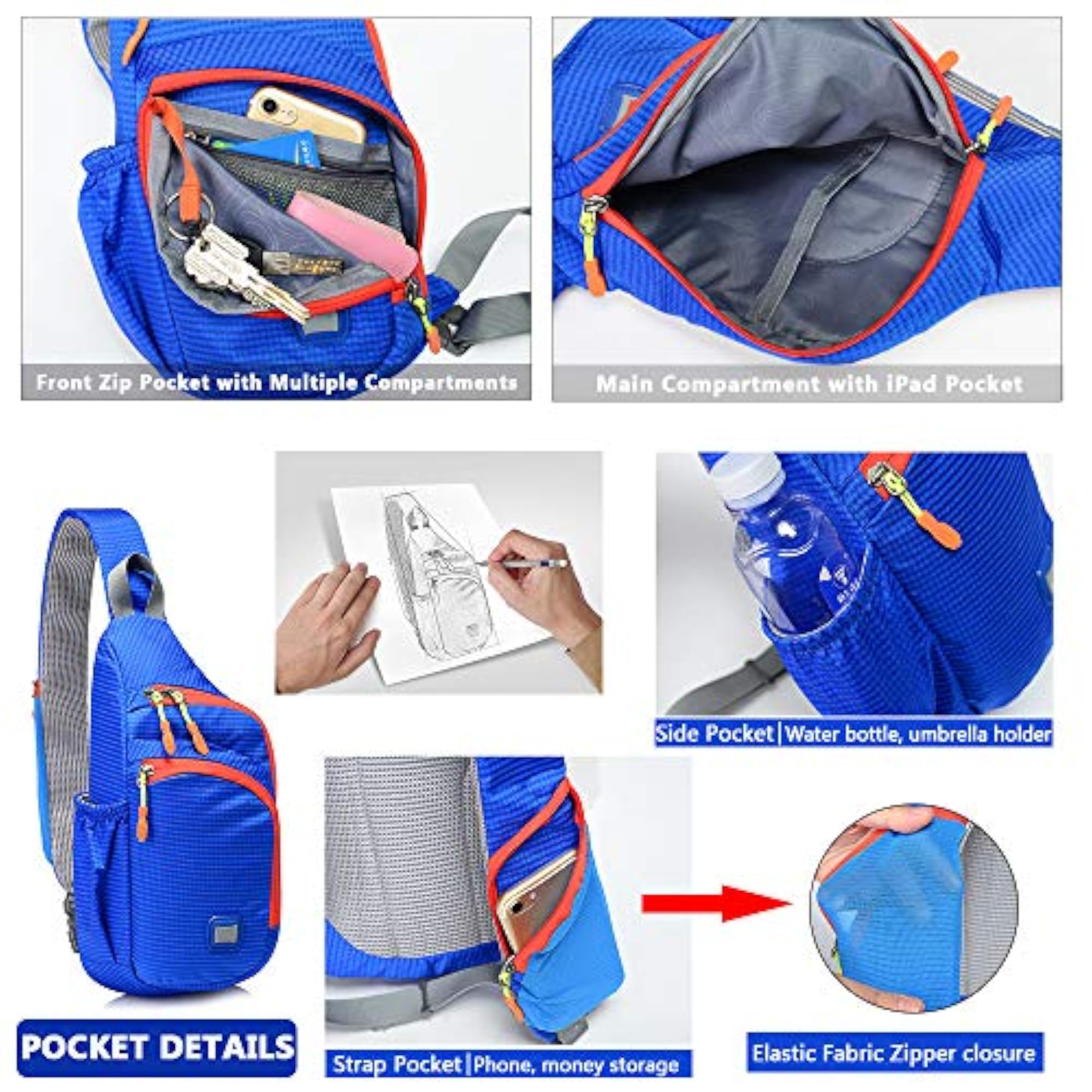 Small Waterproof Unisex Sling Backpack