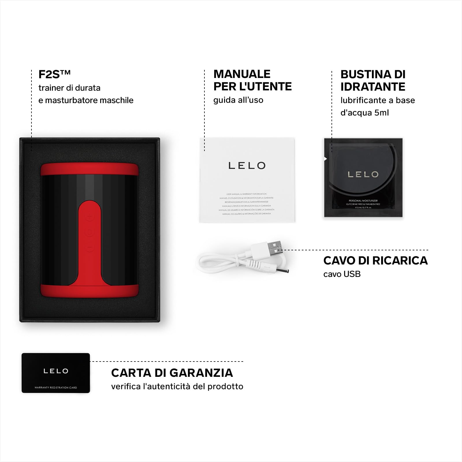 LELO F2S Trainer e Stimolatore di Durata Maschile, Masturbatore per Uomo con App Bluetooth, 14 Modalità di Piacere e Modalità Interattiva IA, Toys Sessuali per Uomini (Red)