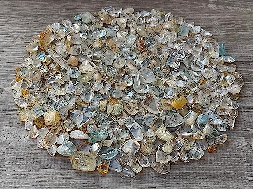 Lemon Topaz Chips – Natural Mini Lemon Topaz Stones, Crushed Undrilled Lemon Topaz, Semi-Tumbled Genuine Lemon Topaz (3 lbs Bulk)