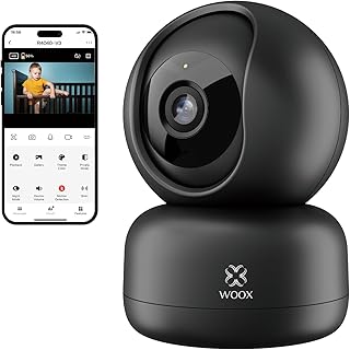 WOOX WiFi Indoor Camera, 1080 HD Home Security Camera, Pet Dog Camera,Baby Monitor Camera, 360° CCTV Camera, Ai Motion Tracking, HD Night Vision, 2-Way Audio, Works with Alexa&Google Home