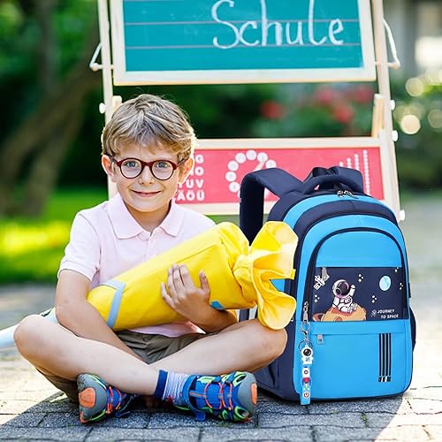 Vista 6 de Mochila para niños - Mochila para niños con bolsa de almuerzo - Juego de bolsa de libros para niños, niñas, adolescentes, escuela primaria