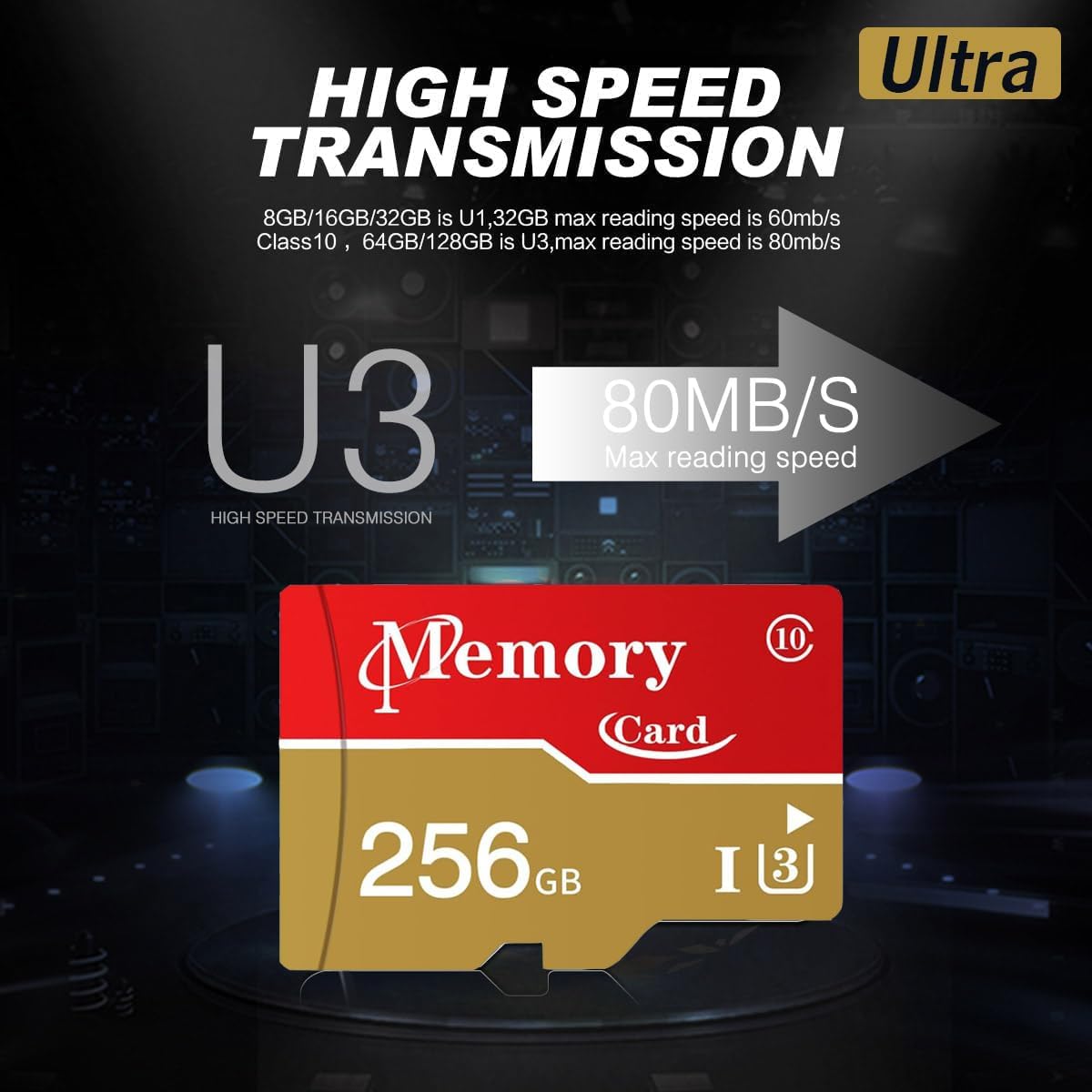 2 Pack Micro Card Memory Cards 256GB TF Card with 2 Adapter C10 U3 UHS-1 A1 for Camera/Smartphone/Drone/Dash Cam/Action Cam