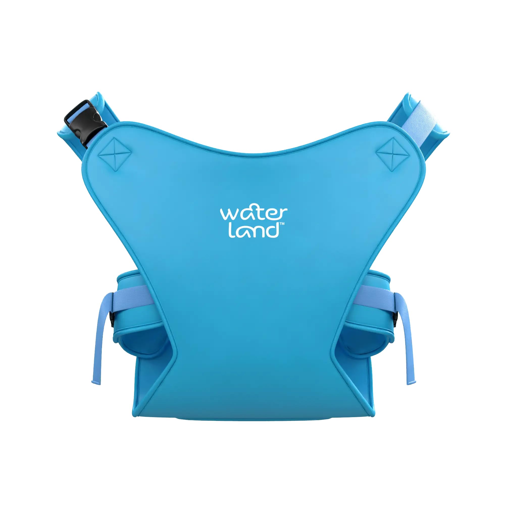 WaterLand Porte-bébé innovant pour l'eau et la terre, bleu clair, sangle de poitrine imperméable pour tout-petits avec sangles réglables, siège de transport léger pour piscine et plage