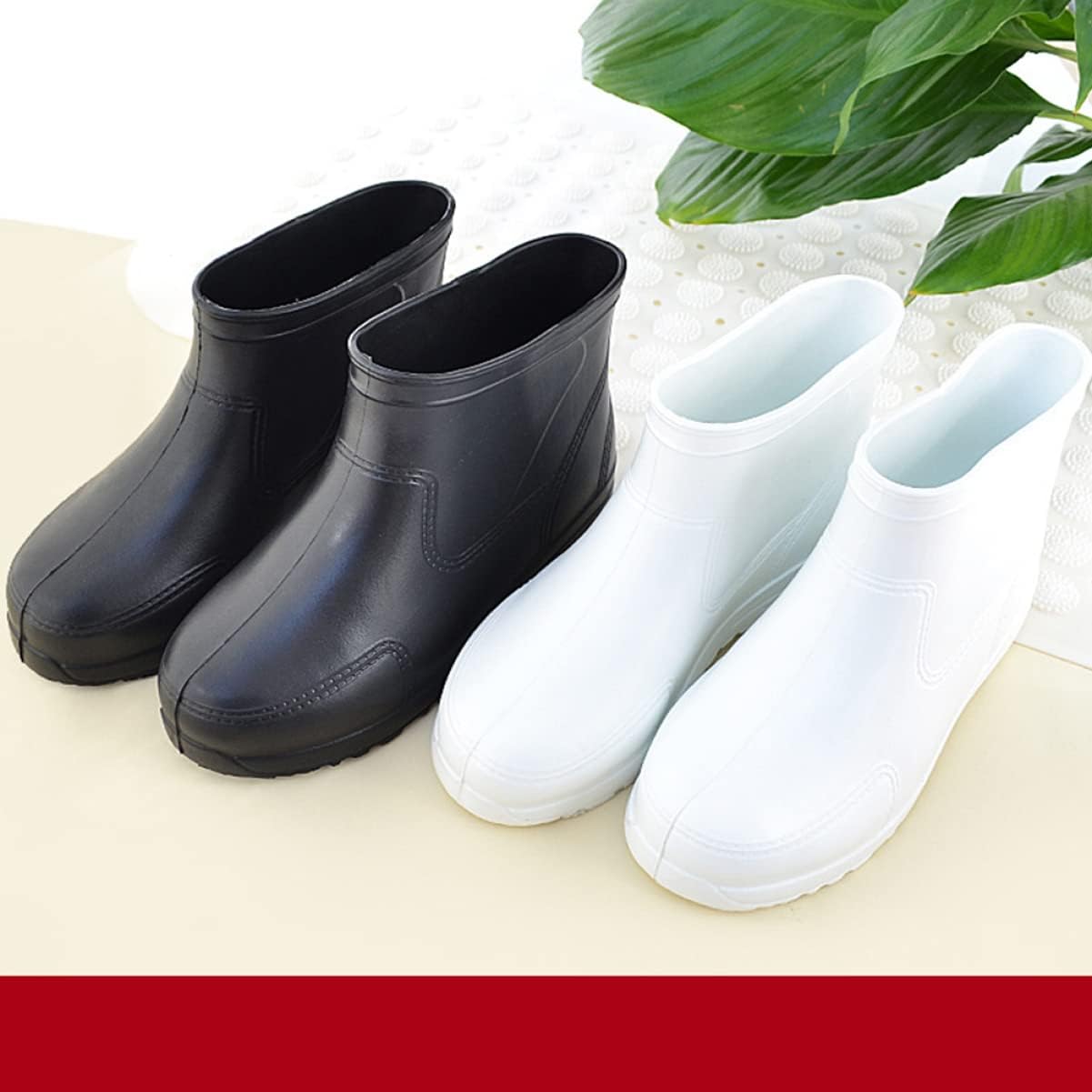 Healifty Wear-resistant and Non-slip Low Canister Rain Shoes 1 Pair Thicken Rain Boots for Women Size 40 White