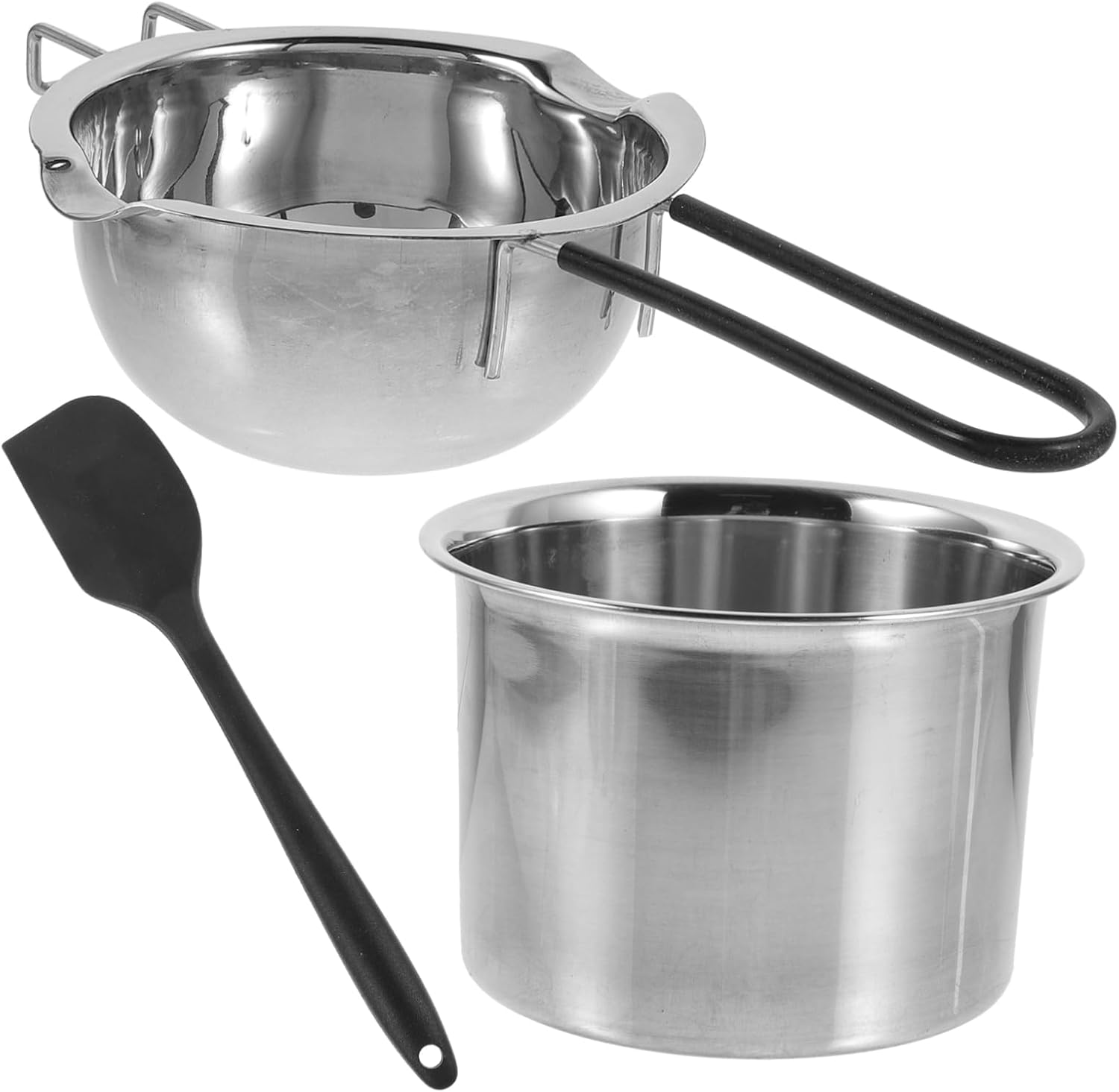 Alipis 1set Stainless Steel Double Boiler Melting Pot Capacity for Chocolate Cheese and Wax Melting with Spatula Ergonomic Handle for Easy Use for Baking and Outdoor Cooking