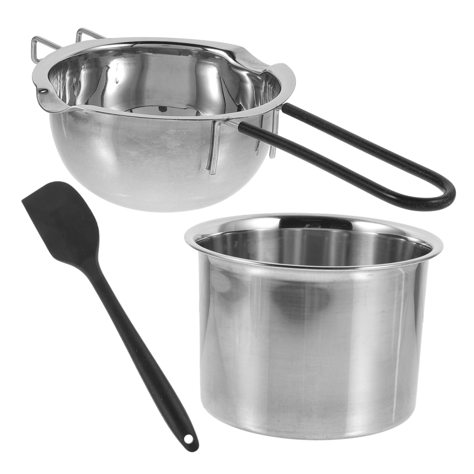 Alipis 1set Stainless Steel Double Boiler Melting Pot Capacity for Chocolate Cheese and Wax Melting with Spatula Ergonomic Handle for Easy Use for Baking and Outdoor Cooking