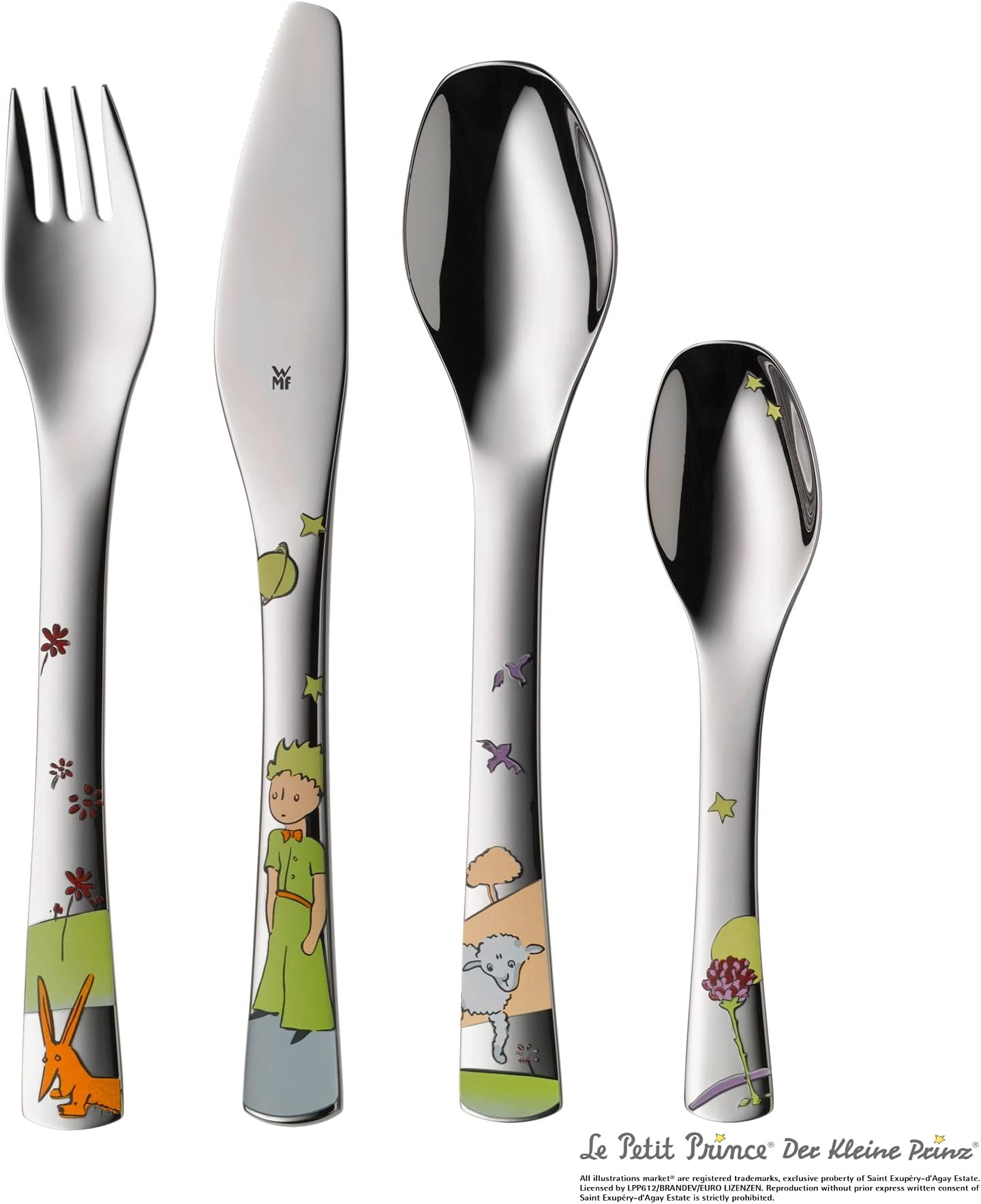 Coffret 6 Pièces Couverts Enfants WMF Safari - Acier Inoxydable Cromargan 18/10, Motifs Animaux, à Partir De 3 Ans