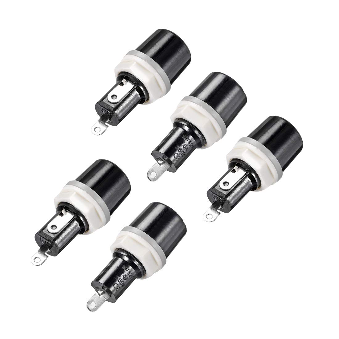 uxcell Screw Cap Panel Mounted 5 x 20mm Fuse Holder AC 250V 10A Black 5Pcs-image-16