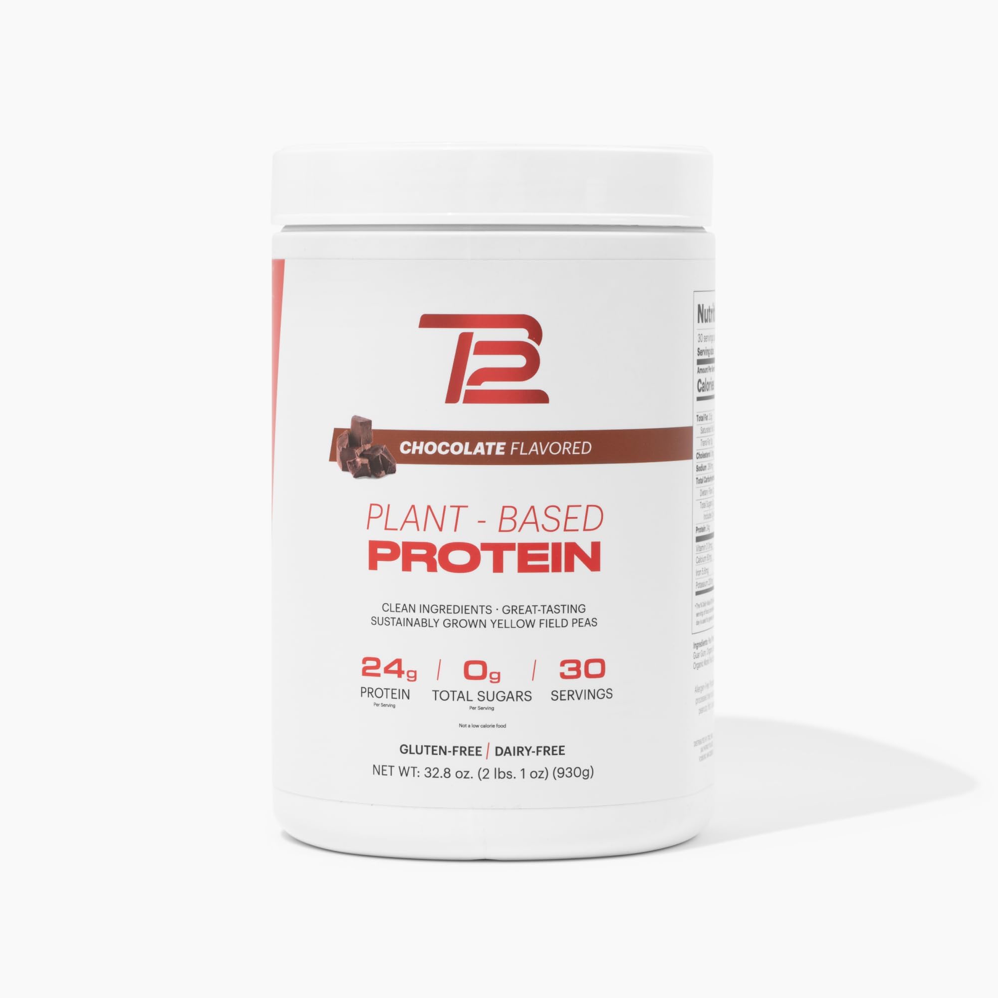 TB12 Plant Based Protein Powder by Tom Brady, 24g of Vegan Pea Protein, Low Sugar, Low Carb, Non-GMO, Keto Friendly, Paleo, Sugar Free, Chocolate Flavor (30 Servings/2.25lbs)