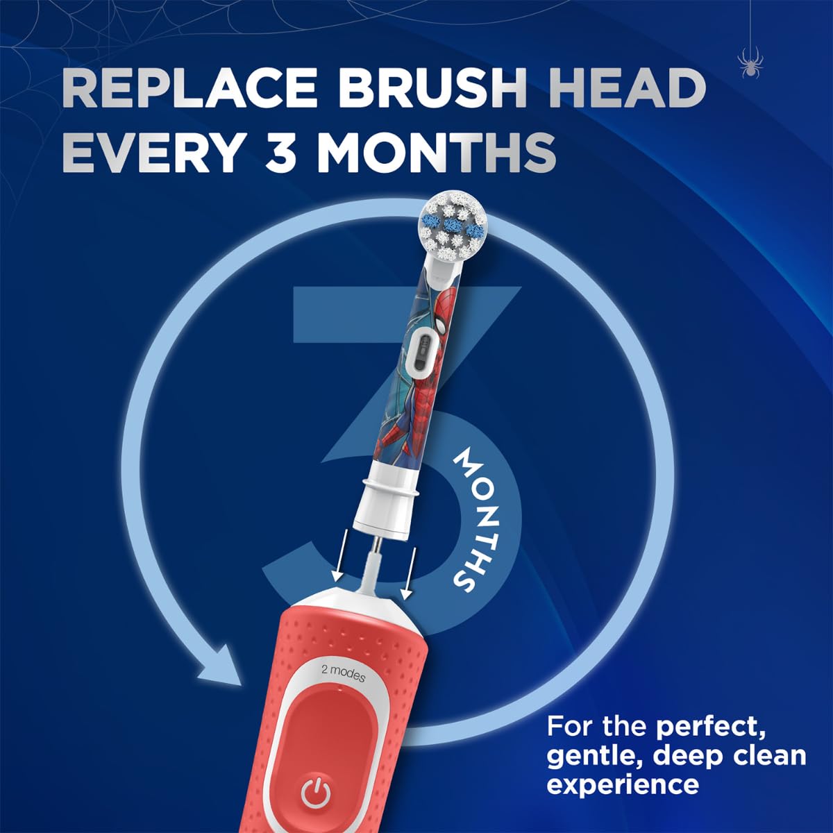 Oral-B Kids Spiderman Rechargeable Rotating Electric Toothbrush, 2 Brushing Modes (Daily & Sensitive), 2 Min Timer with Quadpacer, 2 Year Warranty by Oral B, IPX7 Water Resistant, Round Brush Head - Image 5 thumbnail