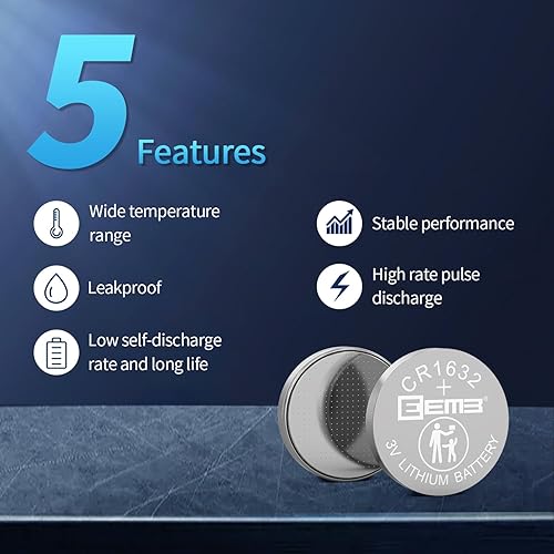 Miniatura 6 de EEMB Batería de litio CR1632, batería de litio de 3 V, batería de botón Li-MnO₂, batería 1632 ECR1632, DL1632 para reloj, llavero, calculadora,