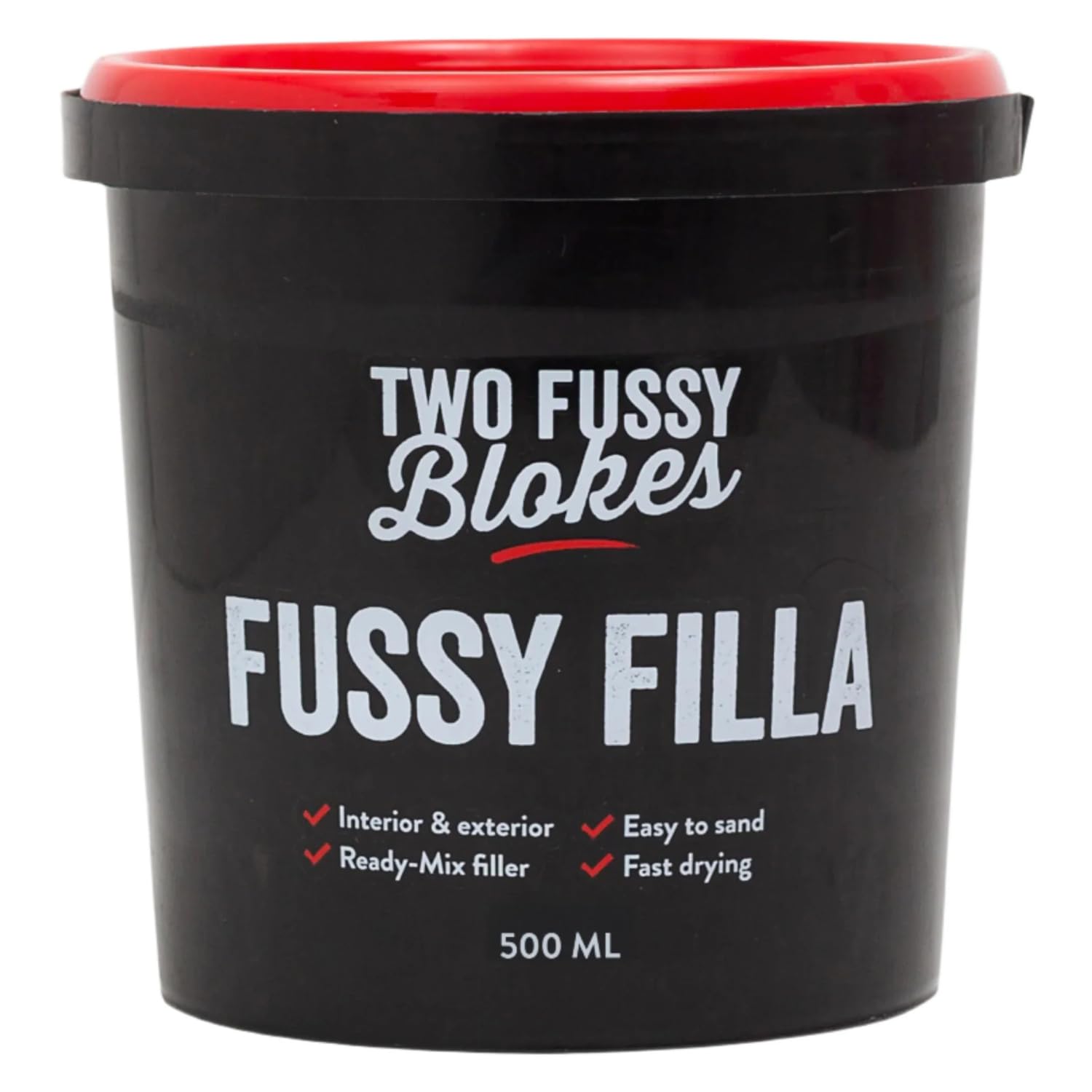 Two Fussy Blokes Interior & Exterior Fussy Filla Ready Mixed Filler – 200ml, 500ml, 1L & 4L – Fast Drying, Easy Sanding, No Shrink, Multi Surface Wood Plaster Brick Repair Compound (500ml)
