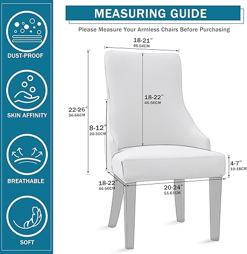 Miniatura 2 de Liykimt Funda elástica para silla lateral con respaldo de ala, funda decorativa con brazo, silla de comedor tapizada lavable con protector de clavos