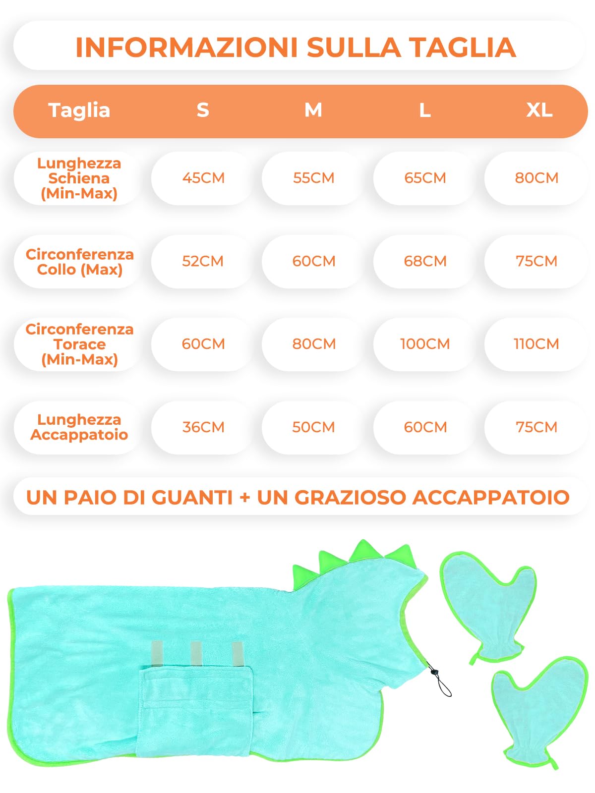 Accappatoio per Cani, Accappatoio per Cani Microfibra, Abbigliamento Asciugamano Morbida per Animali, Per Asciuga il Tuo Cane Dopo Aver Nuotato e Fatto il Bagno (Dinosauro blu, L)