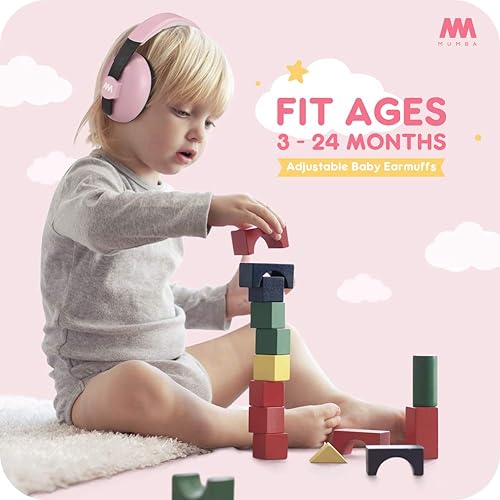 Miniatura 72 de Auriculares con cancelación de ruido para bebés y niños pequeños, orejeras Mumba para bebés, de 3 a 24 meses en adelante Cielo/Amarillo