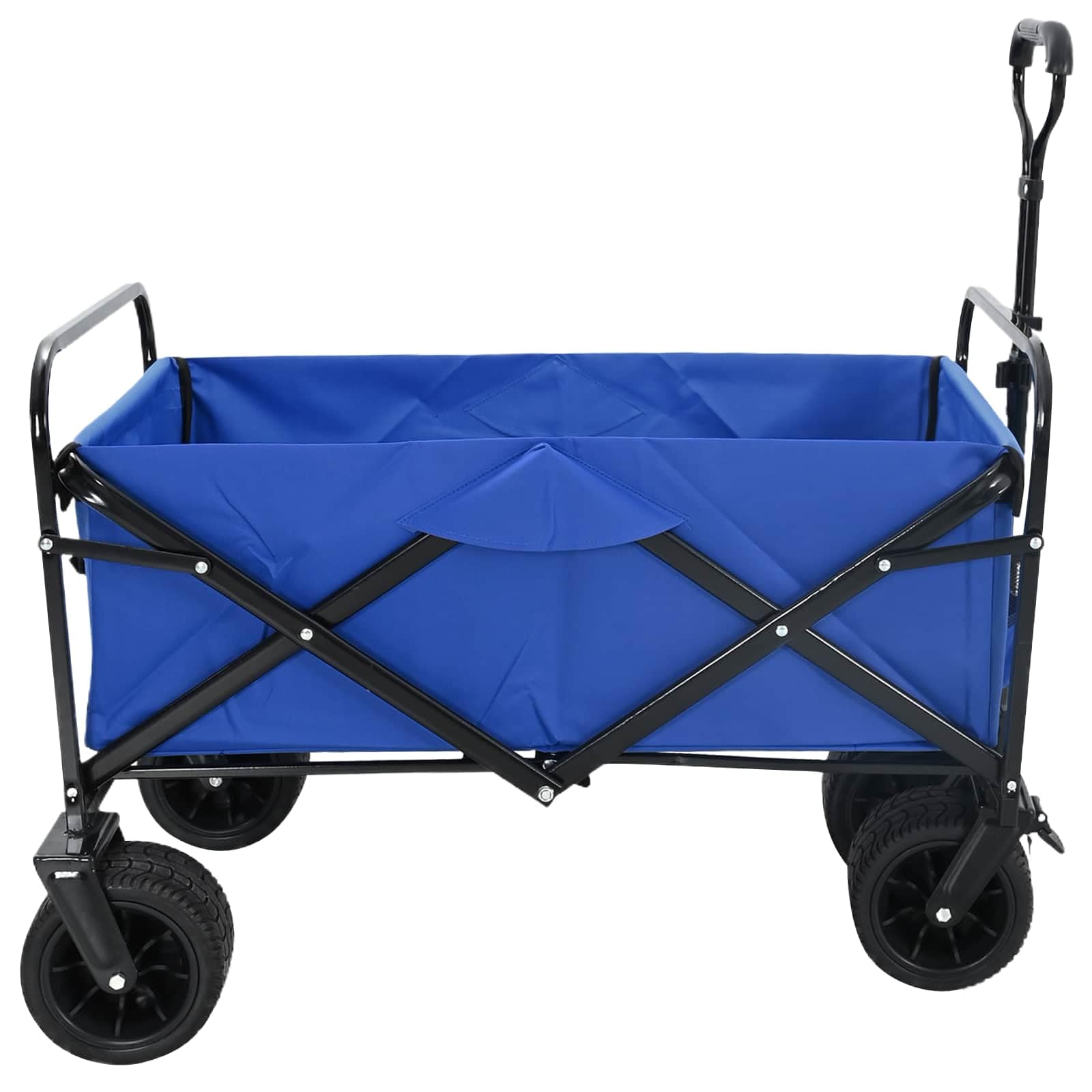 Faltbarer Transportwagen Blau 89x63x96 cm aus Stahl und Polyester Oxford mit 360° schwenkbaren Rädern, verstellbarem Lenker, wasserabweisendem Stoff, ideal für Umzüge, Garten