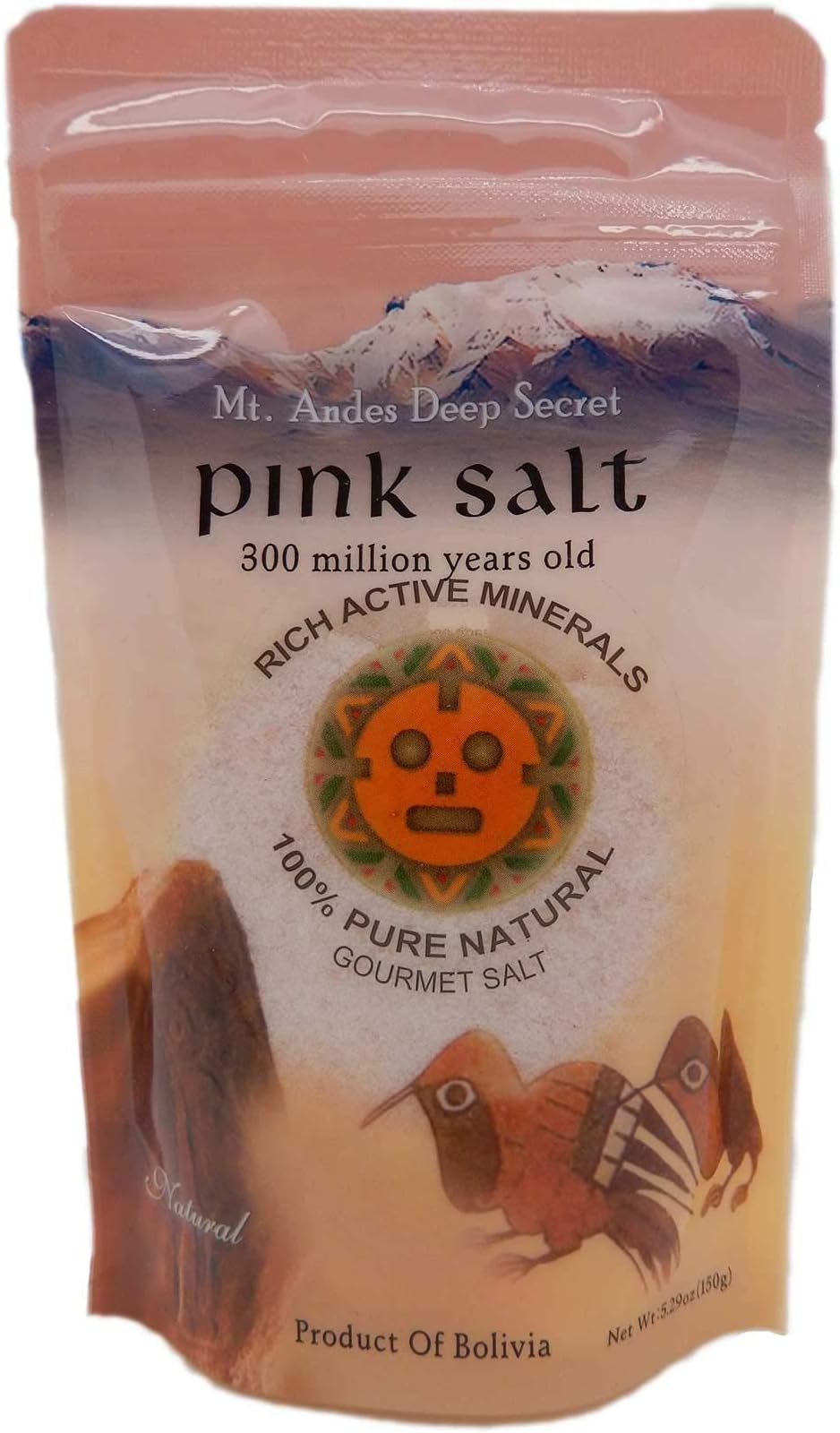 Mt. Andes Pink Mineral Salt(Fine) KFPF-150-5.29oz , Deep Secret Unrefined Salt, 100% Pure Natural Gourmet Salt, Bbq(barbeque) Salt, Tasty and Mild Seasoning Salt, Pollution Free with Untouched State of Nature for over 300 Million Years