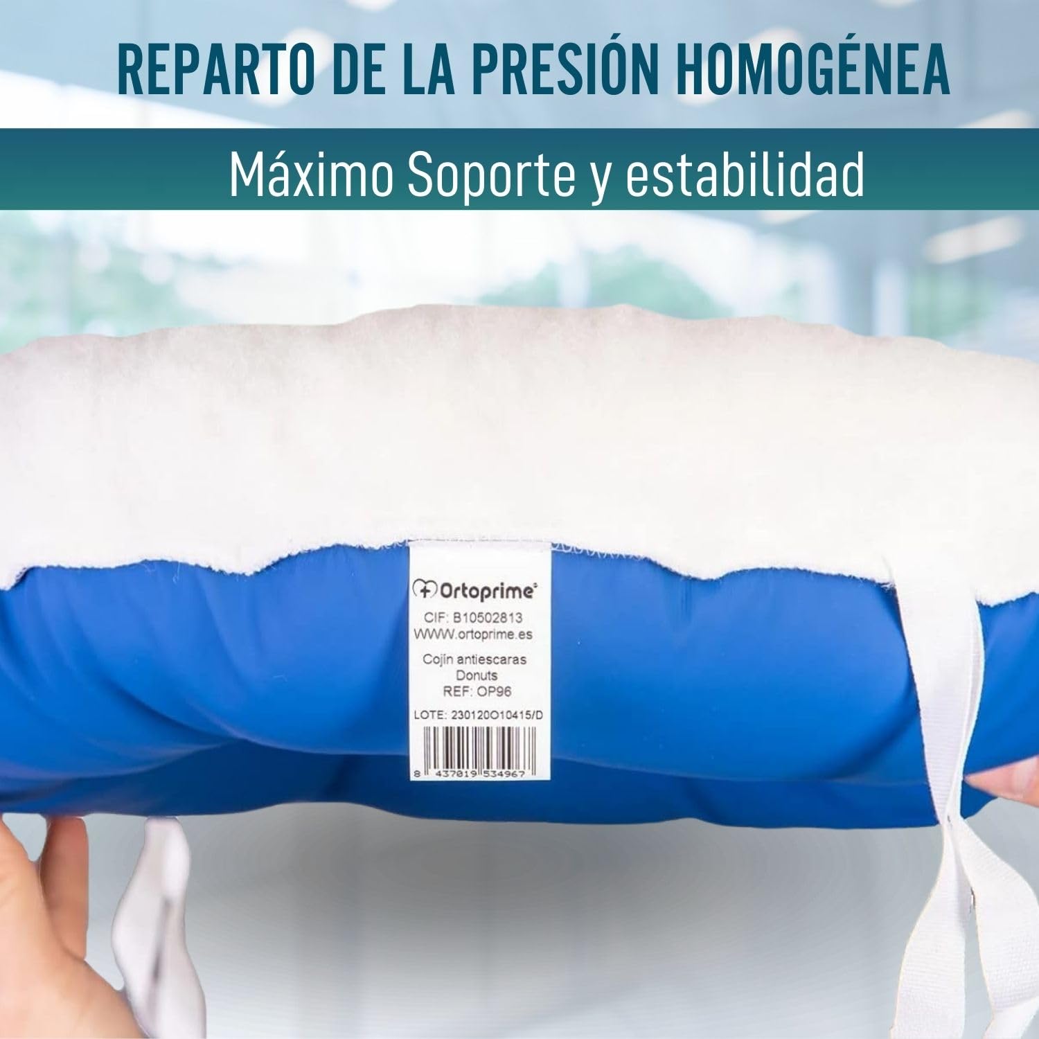 OrtoPrime Cojín Antiescaras para Coxis - Prevención y Tratamiento de Ulceras por Presión - Asiento Ortopédico para Sillas de Ruedas, Oficina, Coche y hogar - Cojín Postural Redondo con Agujero