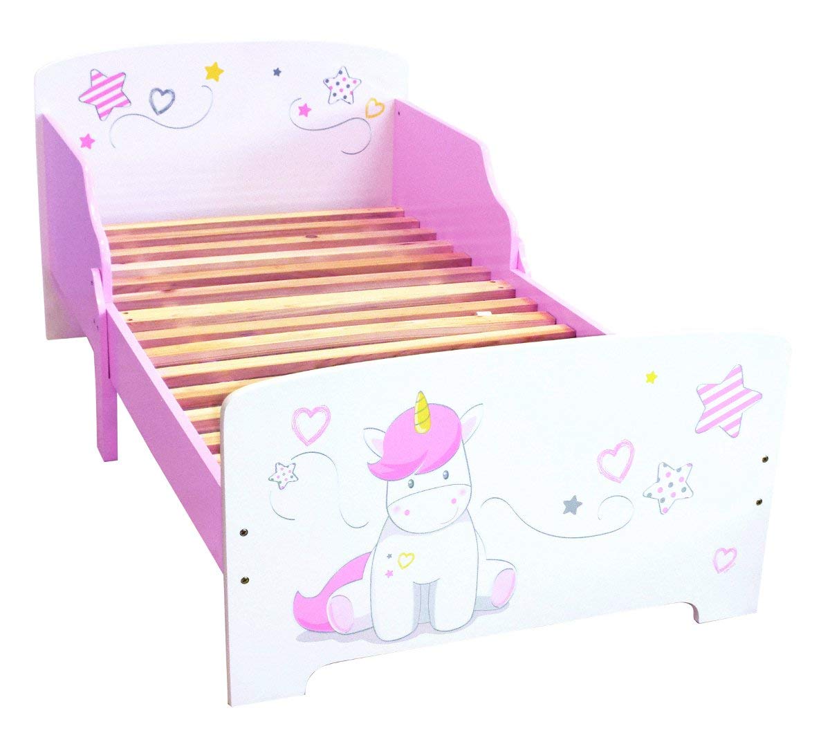 Komplettset Premium Kinderbett Einhorn = Bett + Matratze & Bettwäsche + Decke + Kissen