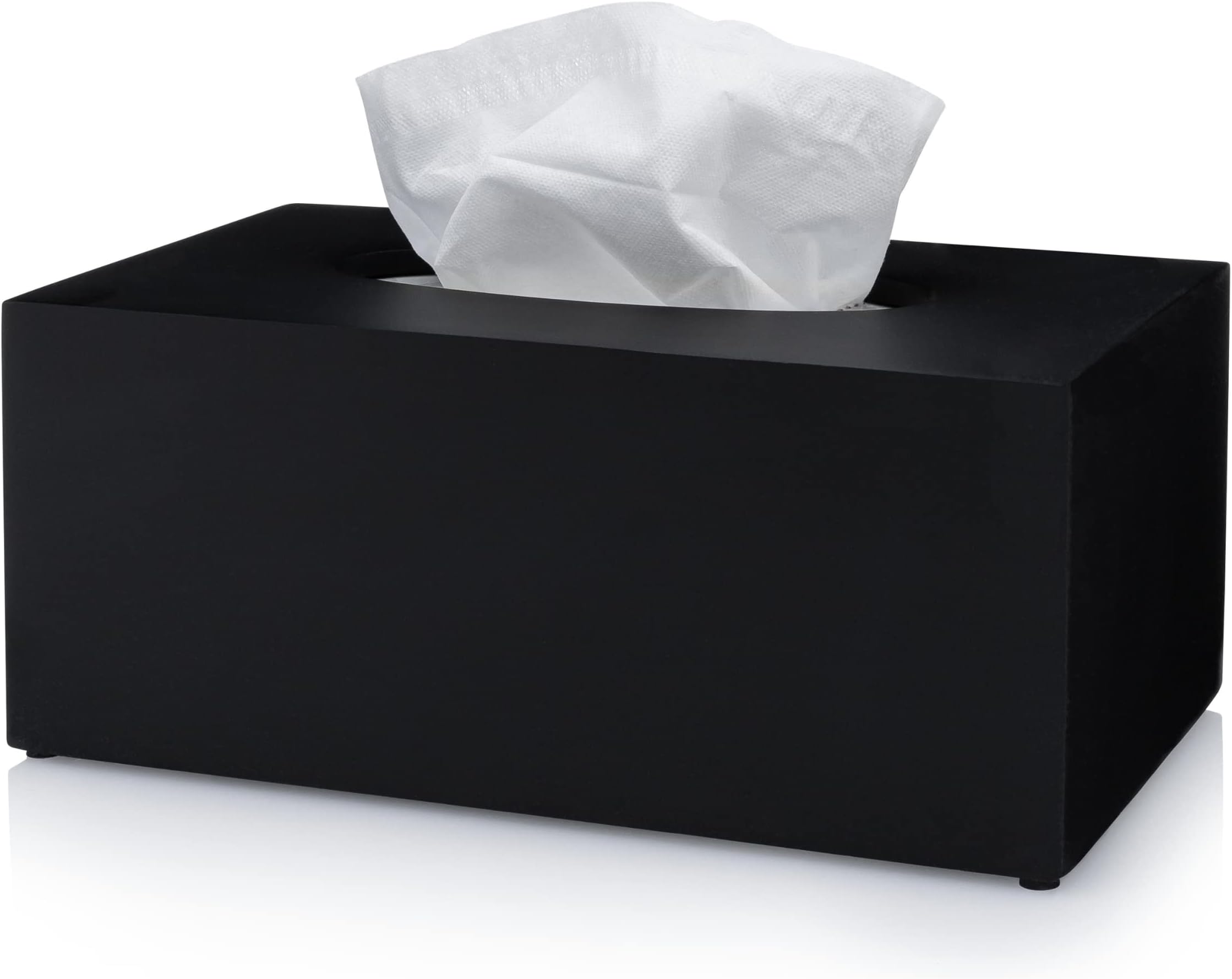 Rectangular Tissue Box Cover – Heavy Facial Tissue Box Cover with Modern Matte Black Finish – Matte Black Collection