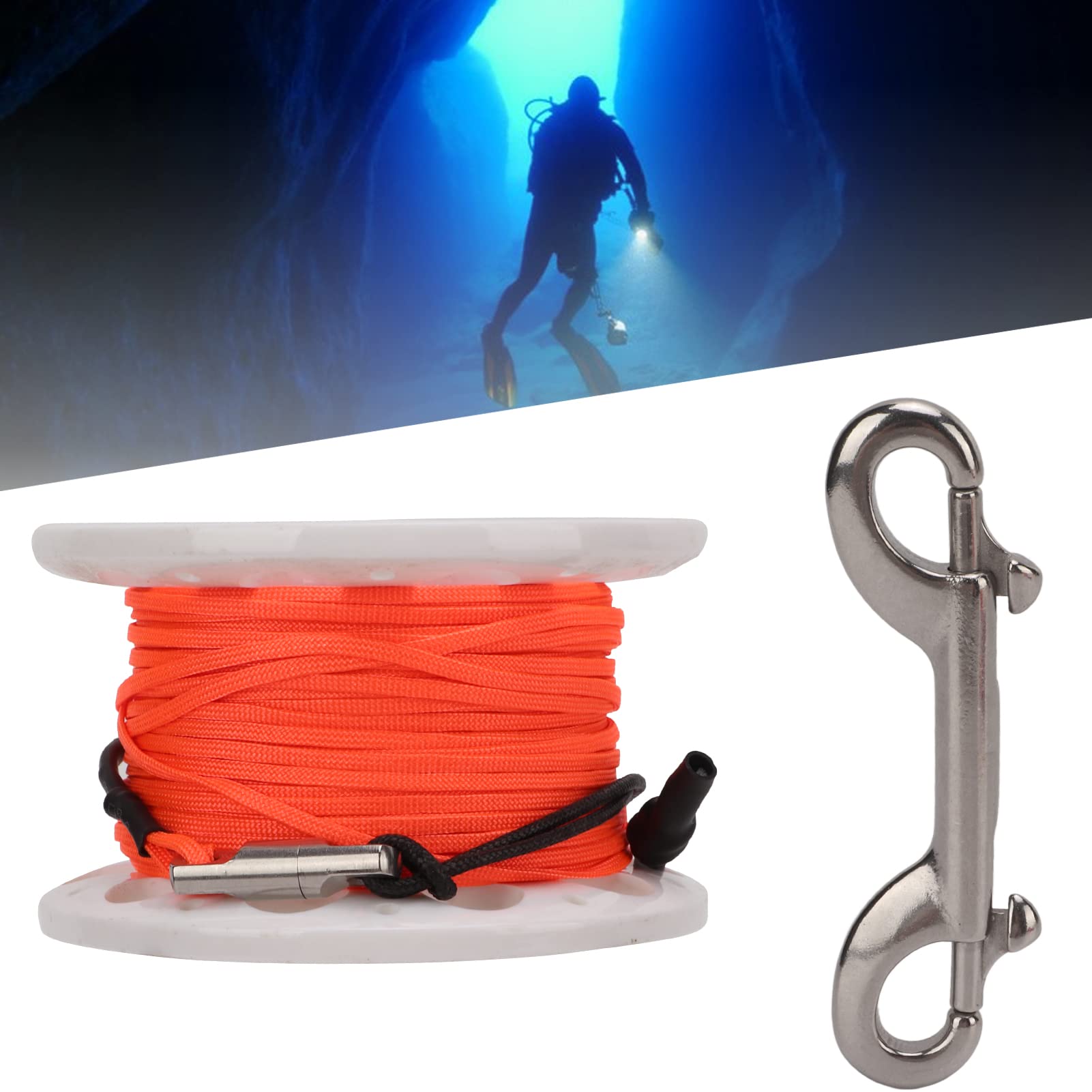 Pilipane Compact Diving Finger Reel, Dive Reel with Orange Line and Underwater Cave Exploration Gear, Neutral Buoyancy Dive Equipment, Compact Diving Gear Accessory (White)