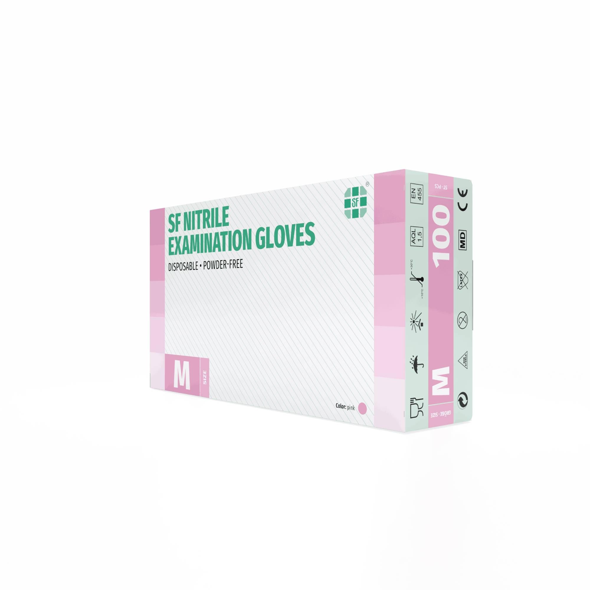 SF Guanti Nitrile M Rosa – 1000 Guanti Monouso Resistenti e Professionali (10×100), Senza Lattice e Senza Polvere