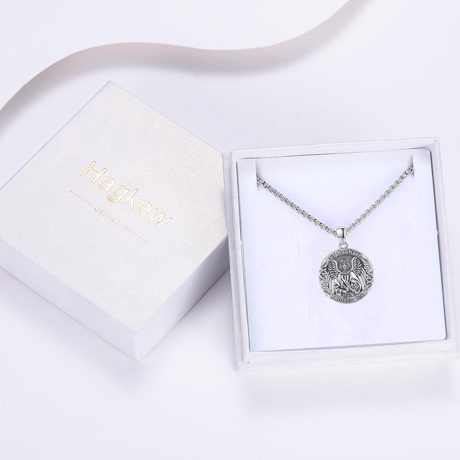 Patron Saint Necklace 925 Sterling Silver Amulet Medal Protection Pendant Religion Jewelry for Men Women With Stainless Steel Chain and Gifts Box - Image 8