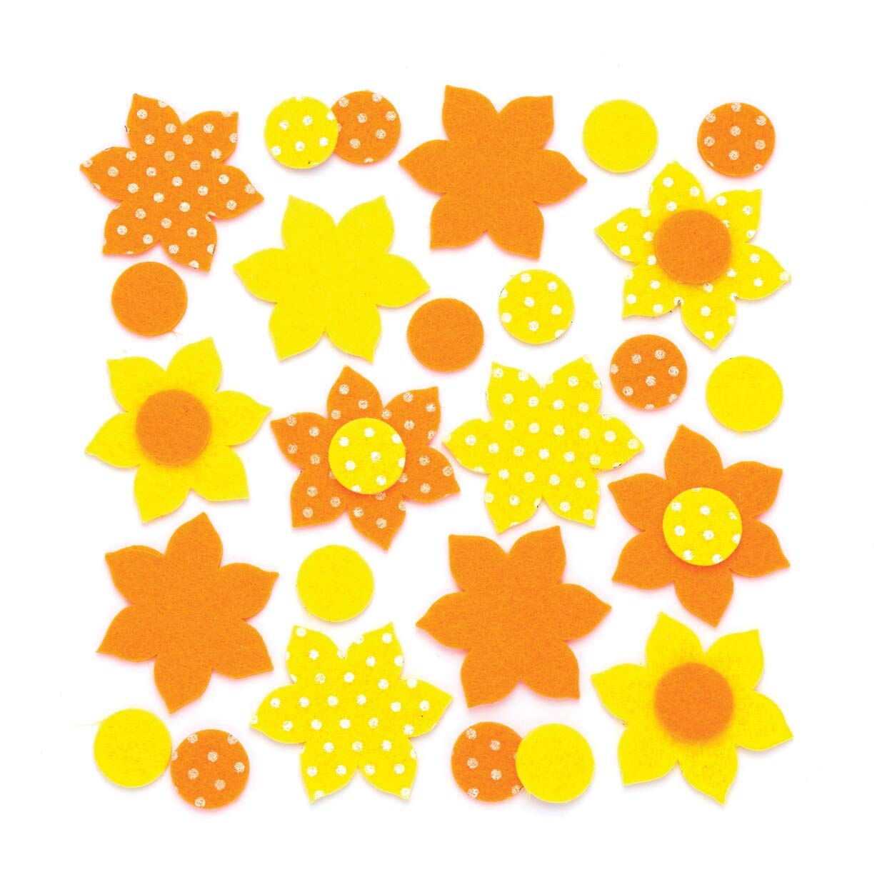 Baker Ross AW139 Daffodil Felt, Spring Self Adhesive Scrapbook Stickers, Themed Embellishments for Kids Arts and Crafts (Pack of 80), Assorted