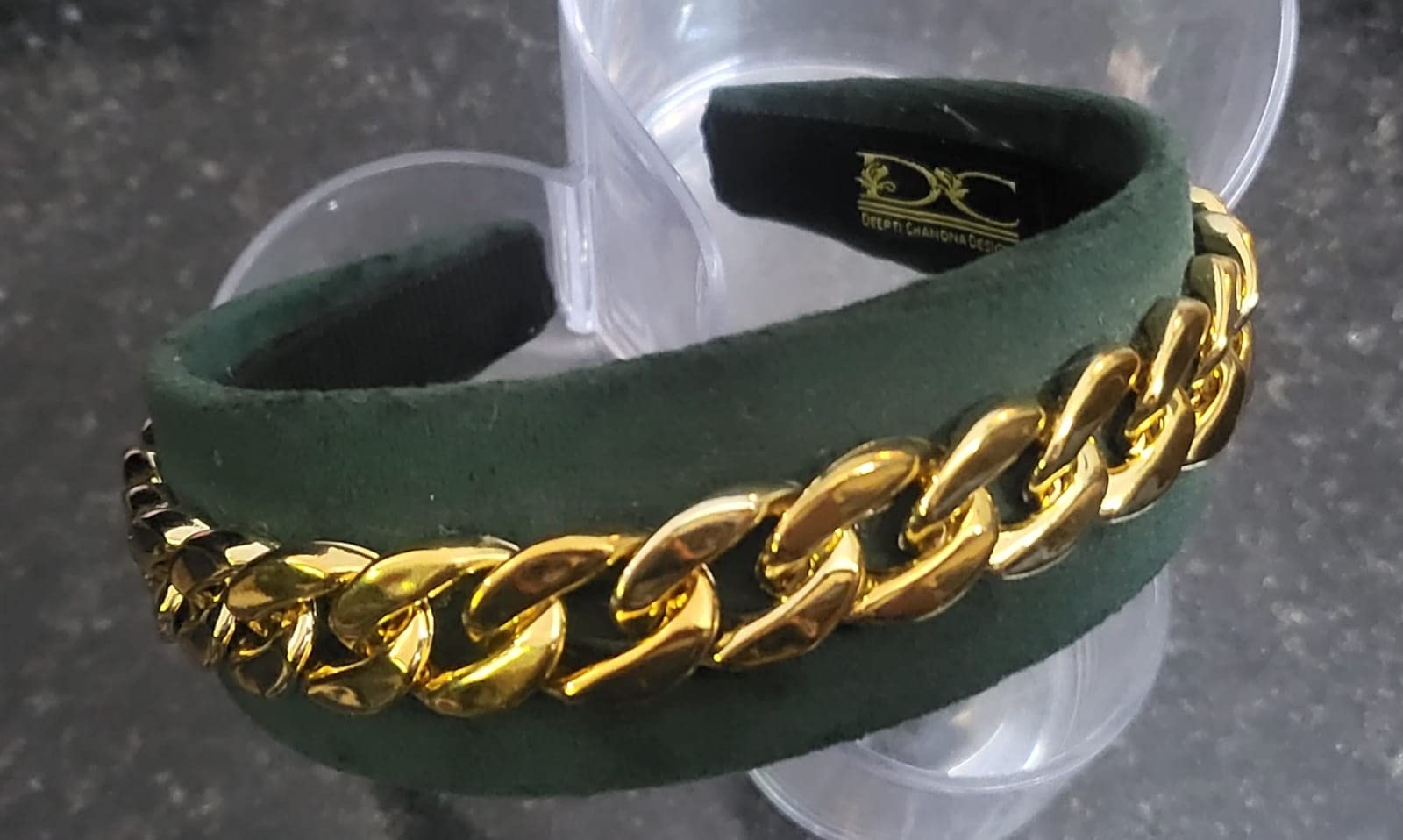 Deepti Chandna Designs Plastic Green with Golden Chain Elegant & Exclusive Chain Stones Hairbands Headbands for Girls & Women (Pack of 1) (B0BBFNFQQ4) Amazon Price History, Amazon Price Tracker