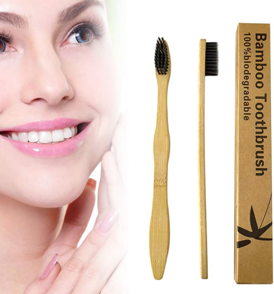 Bamboo Toothbrushes Eco-Friendly Toothbrush 5 Pack Biodegradable Natural Tooth Brush BPA Free